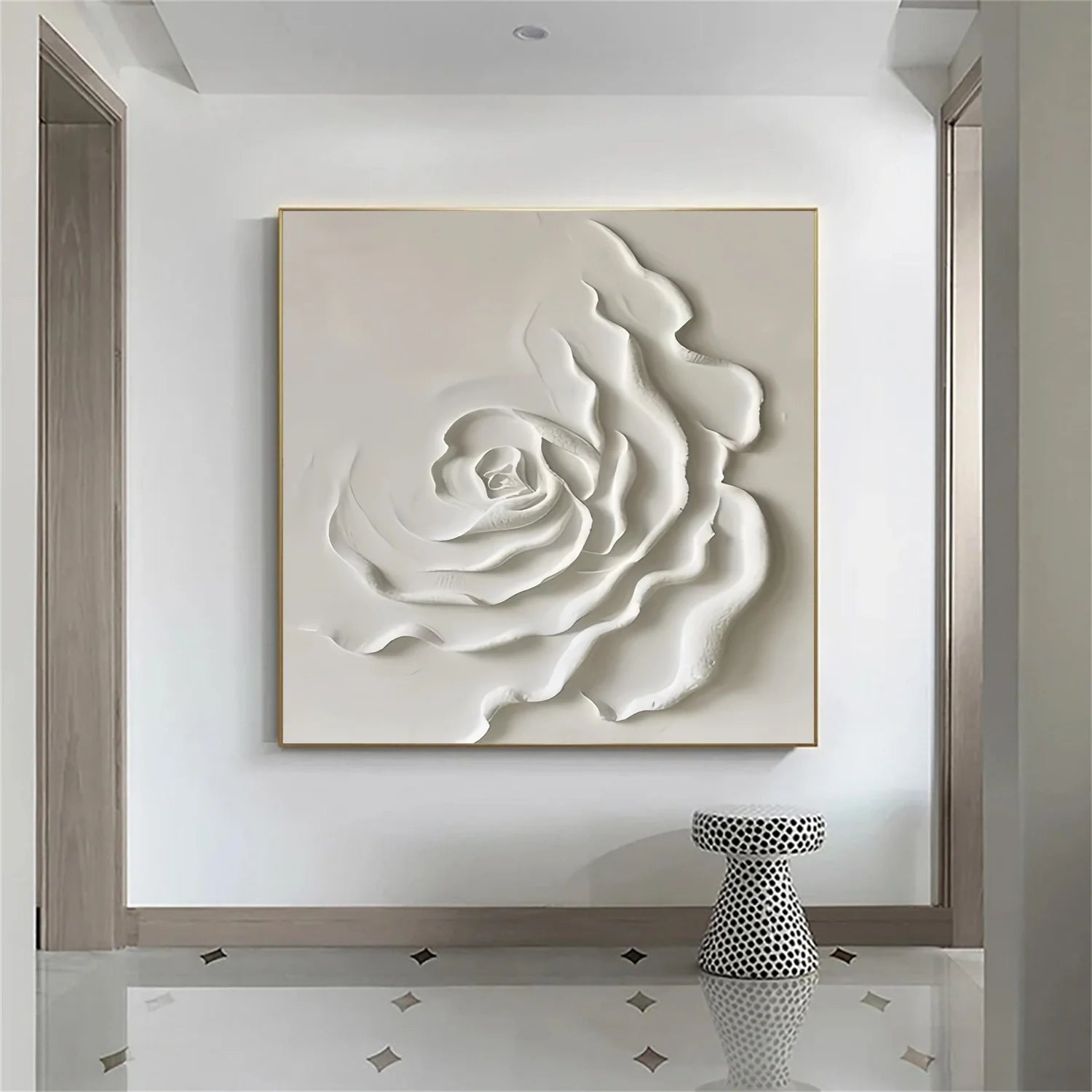 White Flower & Tree Abstract_Textured Wall Art #FT135