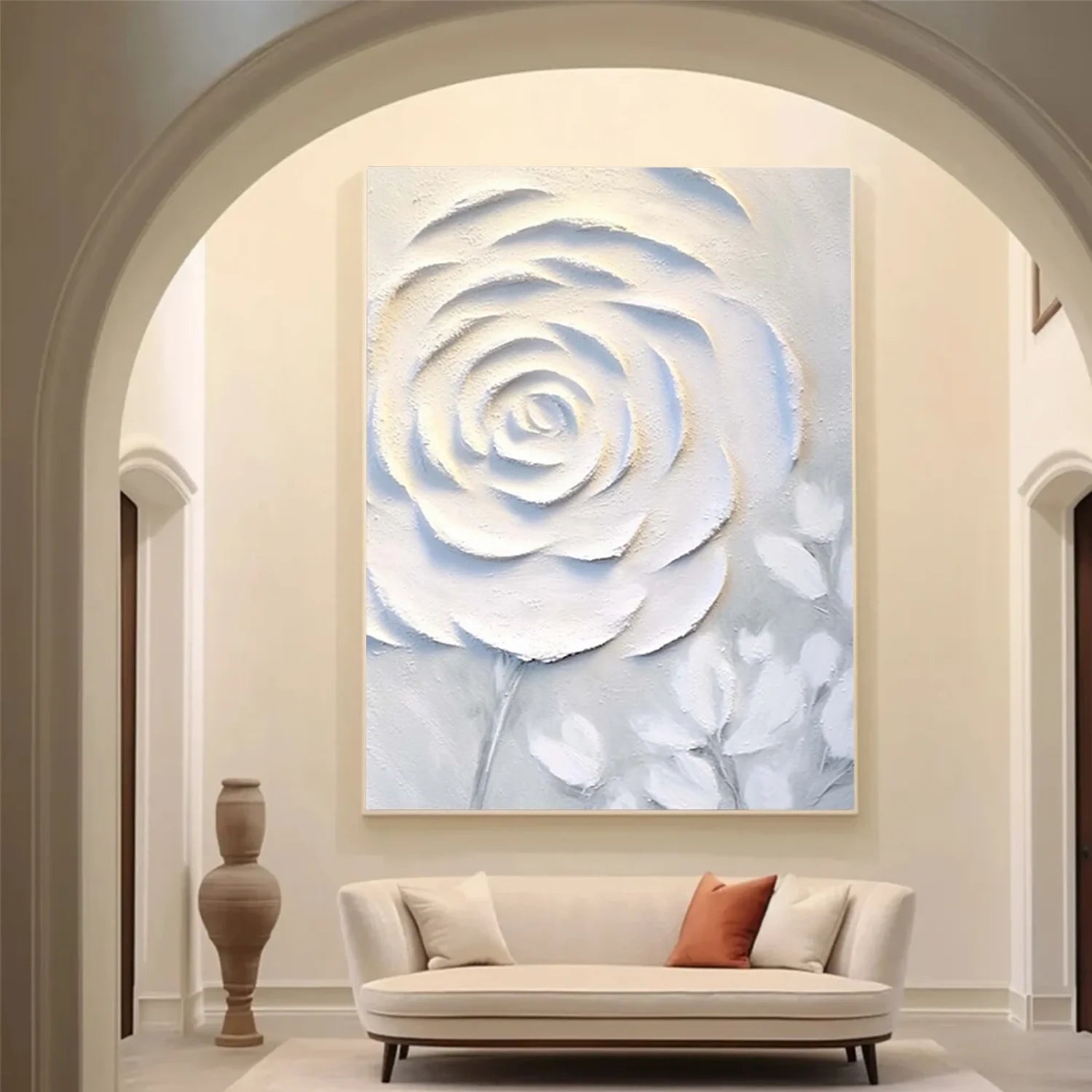 White Flower & Tree Abstract_Textured Wall Art #FT139