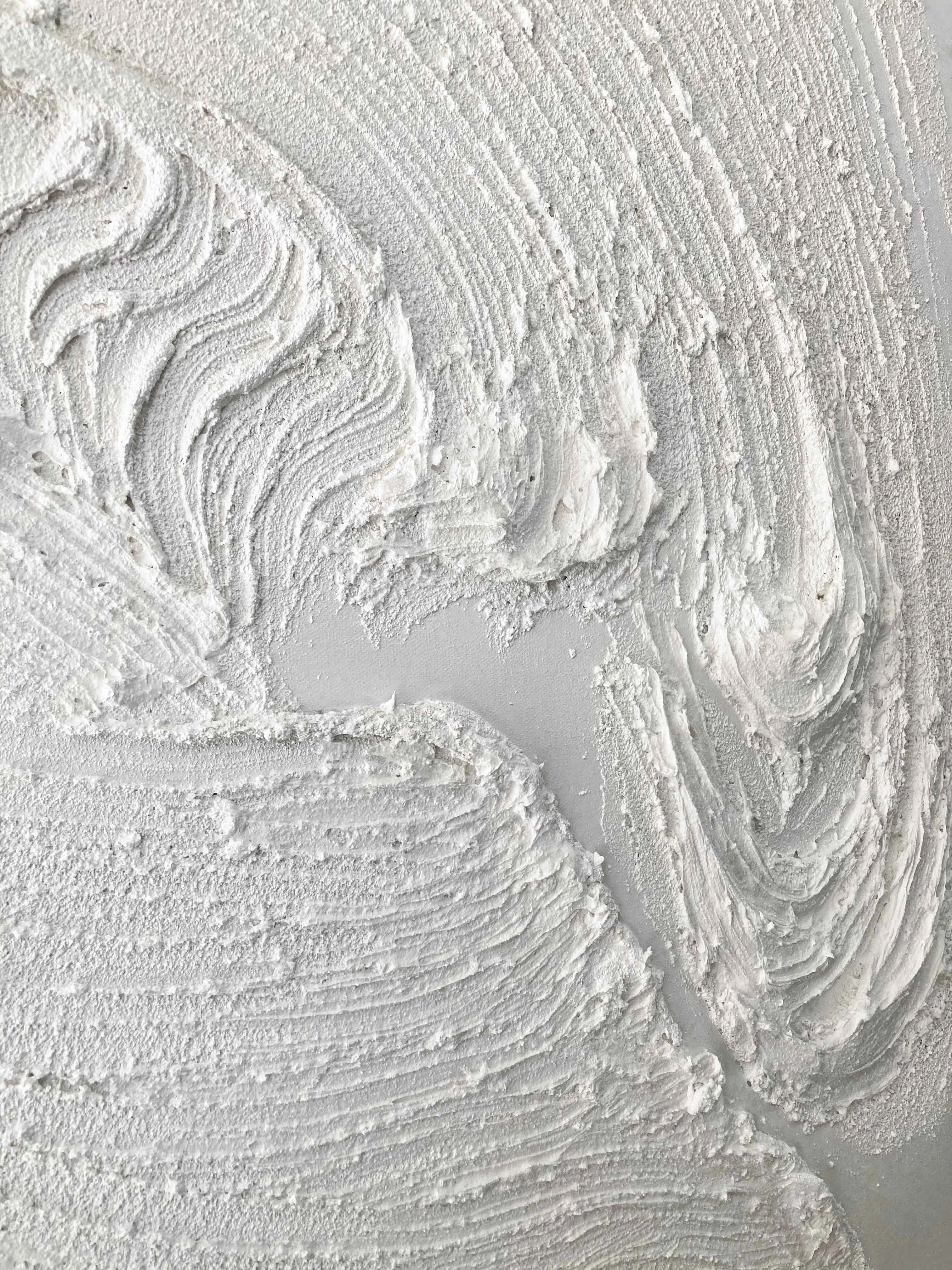 White Ocean Waves Textured Plaster Art Painting, Minimalist Wall Artwork for Room Decor
