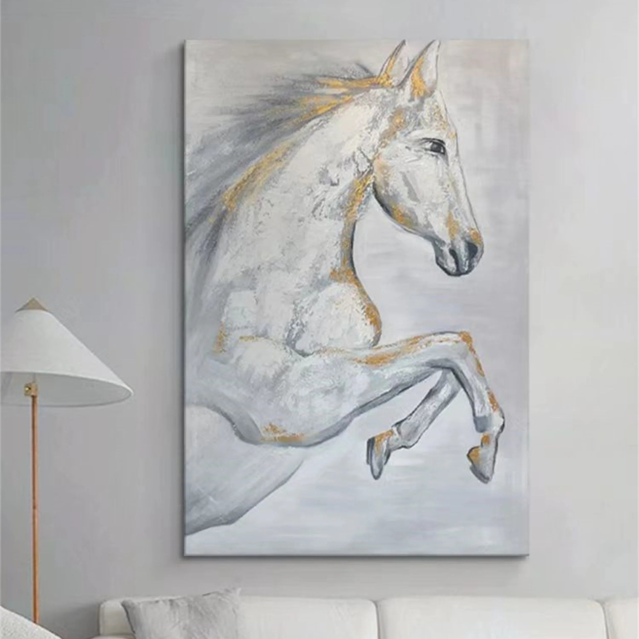 White Horse Abstract Animal Wall Art #AM011