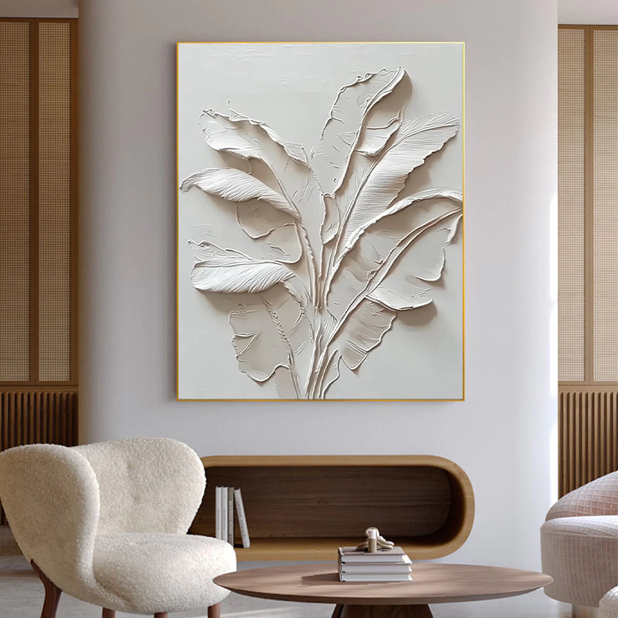 3D Neutral Plant Impasto Wall Art #FT64