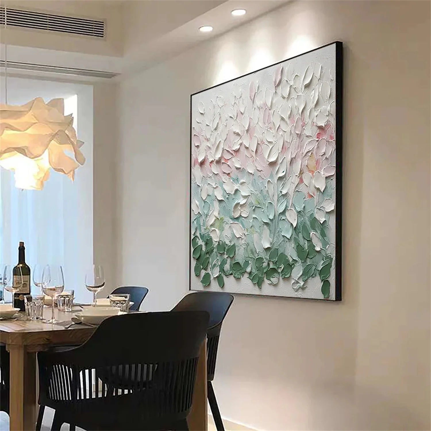 Colorful Flower & Tree Abstract Textured Wall Art #FT058