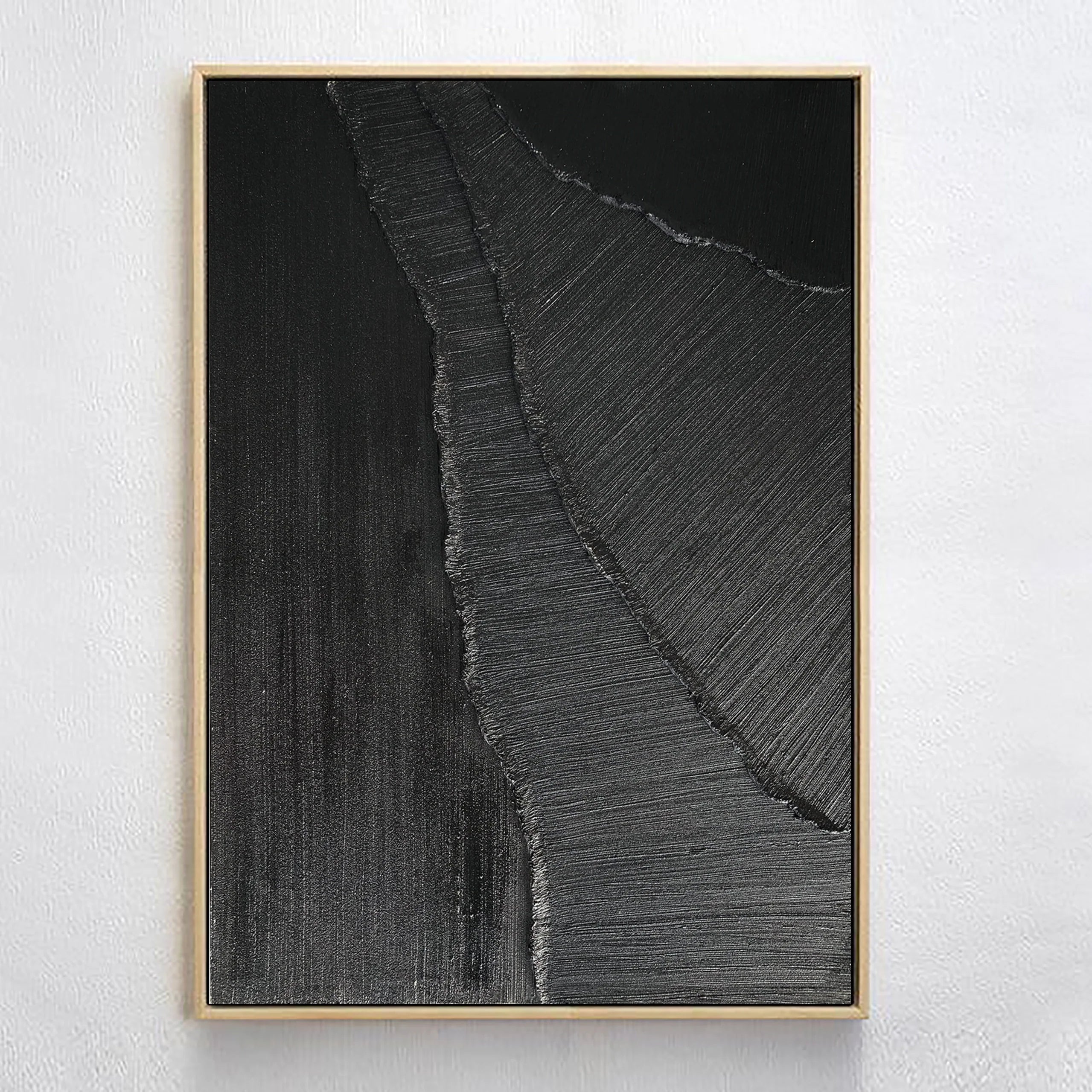 Plaster Art 3D Textured Black Minimalist Zen Canvas Art Painting