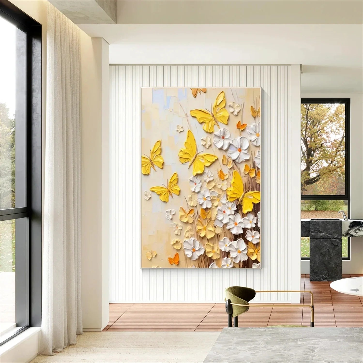 Flower & Tree Abstract Textured Wall Art #FT085
