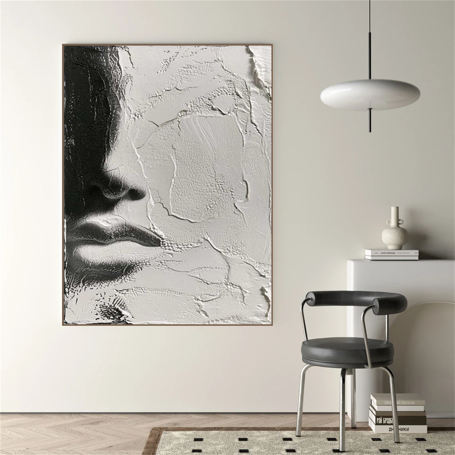 Abstract Portrait Black and White Painting #AB035