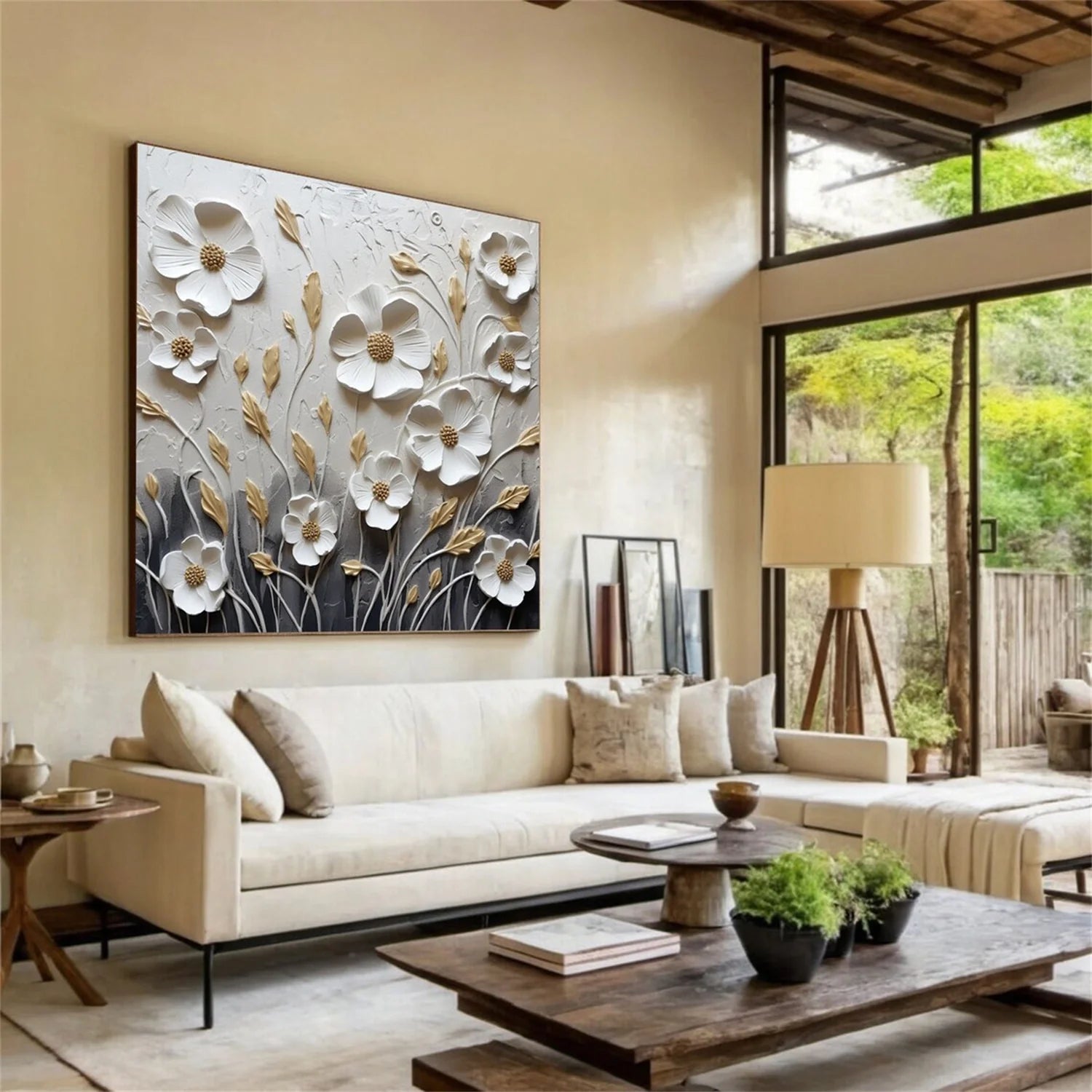 Flower & Tree Abstract Textured Wall Art #FT043