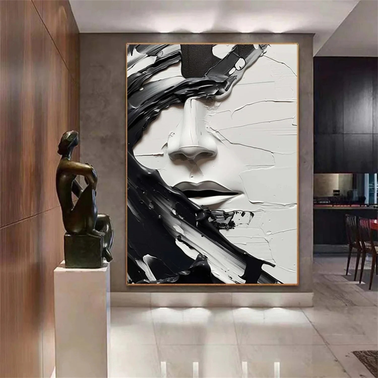 Abstract Portrait Black and White Painting #AB014