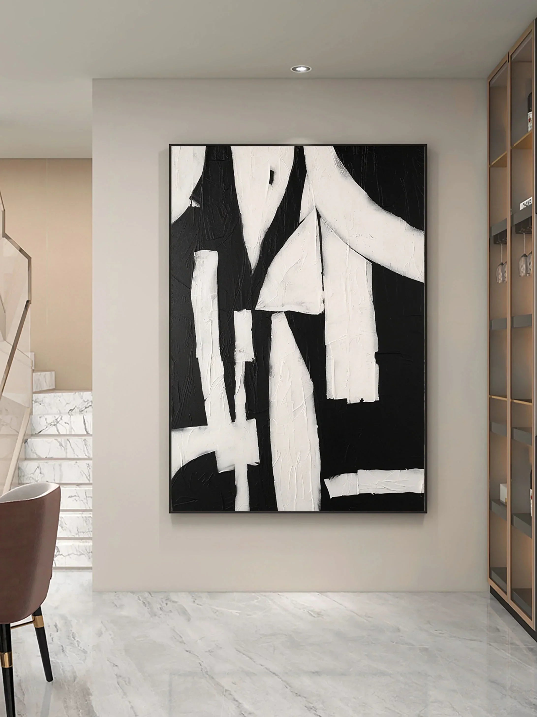 Eleanos Gallery Textured Wabi Sabi Abstract Painting Black Beige for Living Room/Bedroom