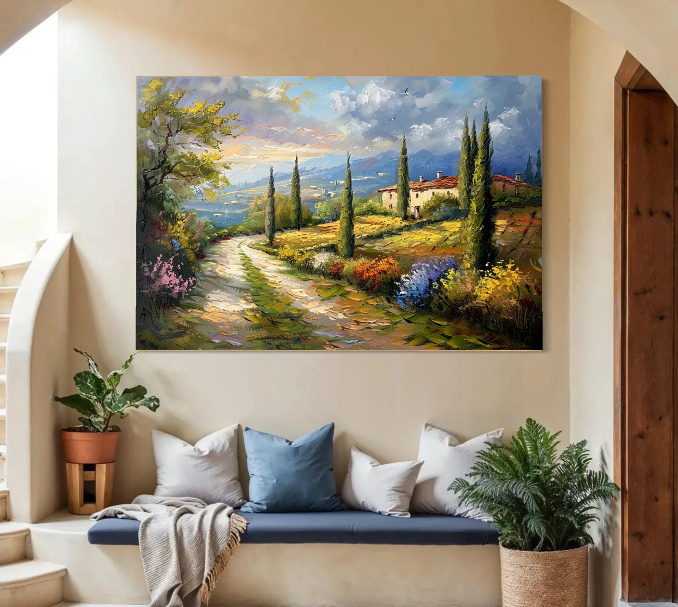 Tuscany Landscape Oil Painting | Textured Wall Art #FT601