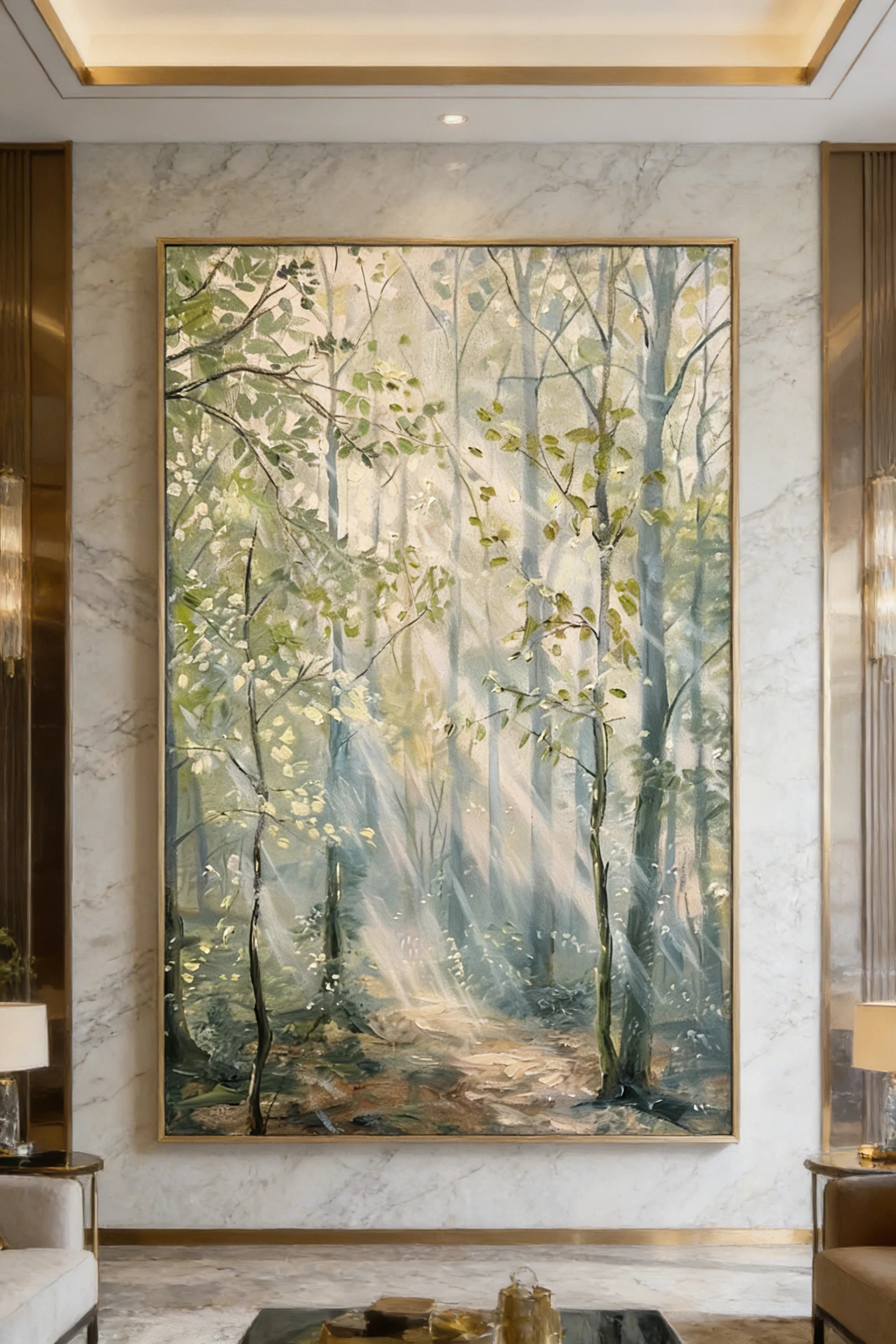 Sunlit Forest Path Hand-Painted Oil Painting #FJ669