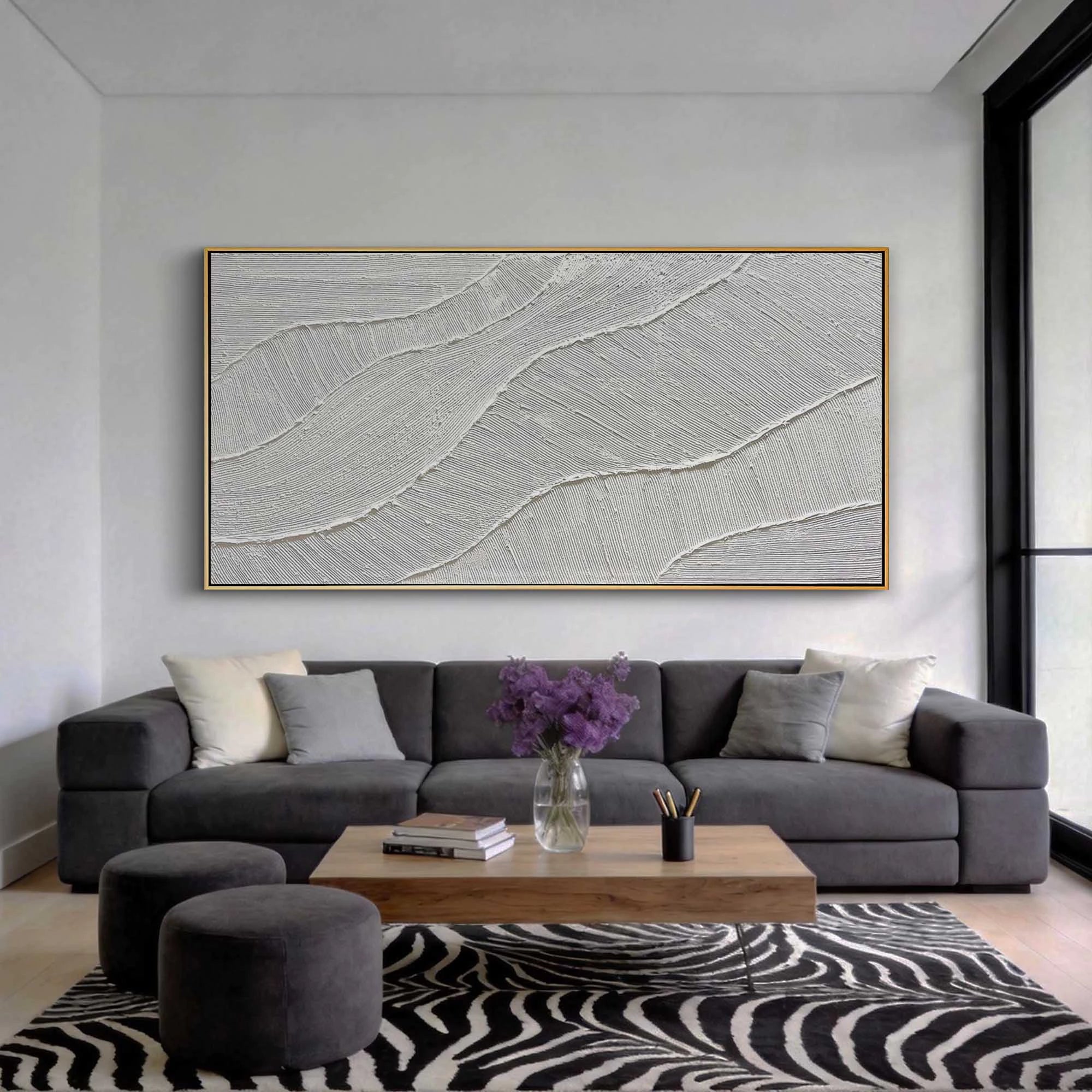 Minimalist Wave Textured Oil Painting #JM86