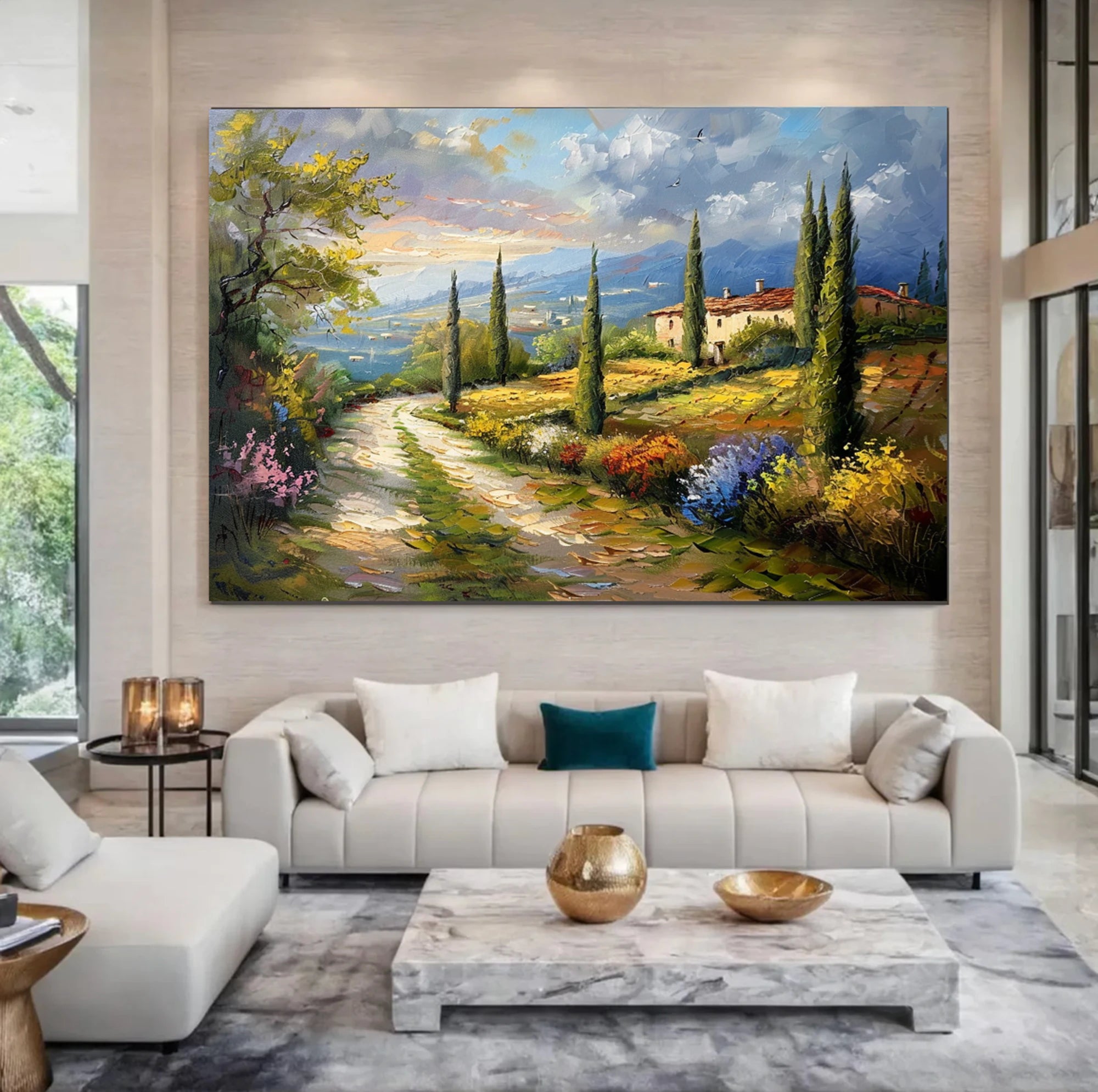 Tuscany Landscape Oil Painting | Textured Wall Art #FT601