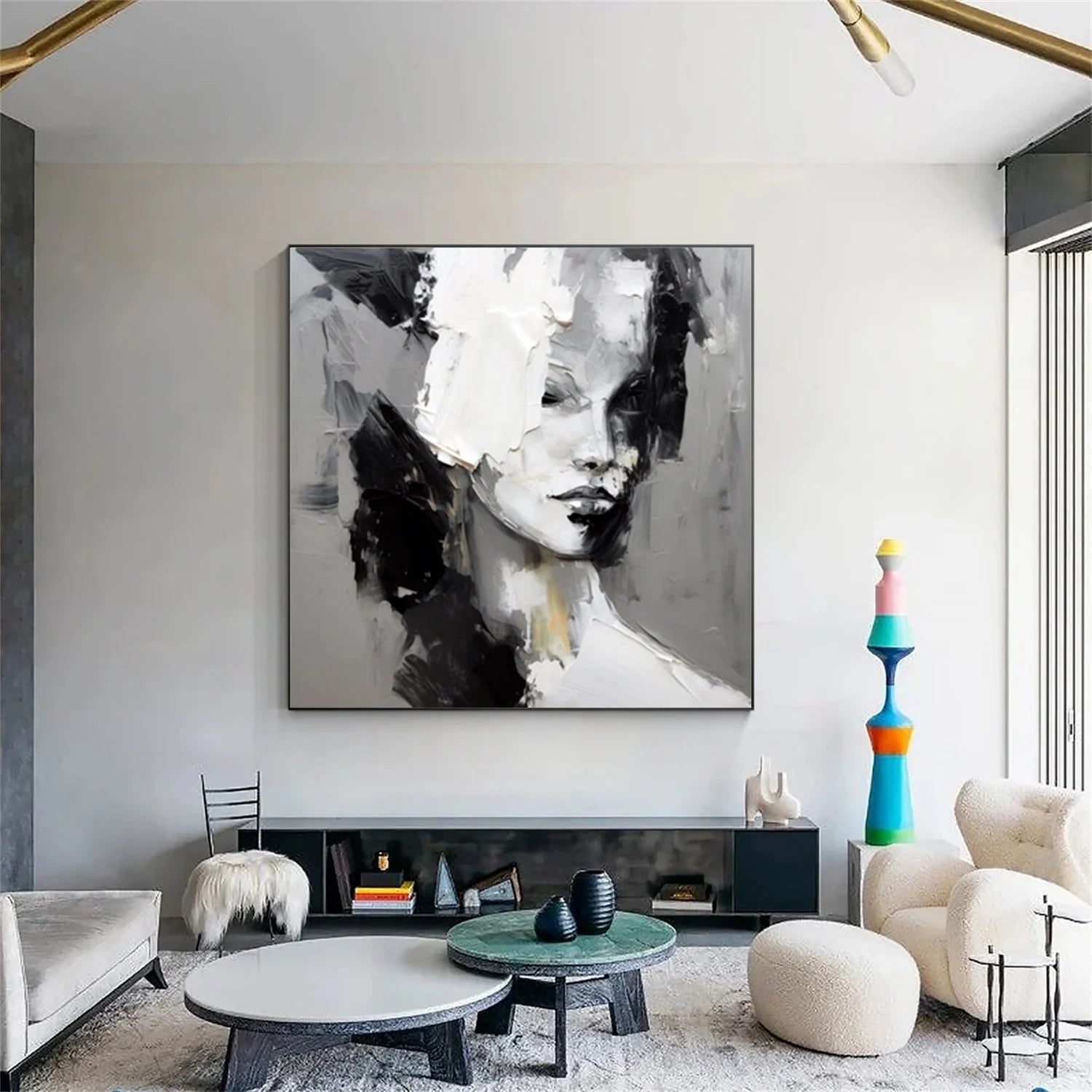 Abstract Portrait Black and White Painting #AB032
