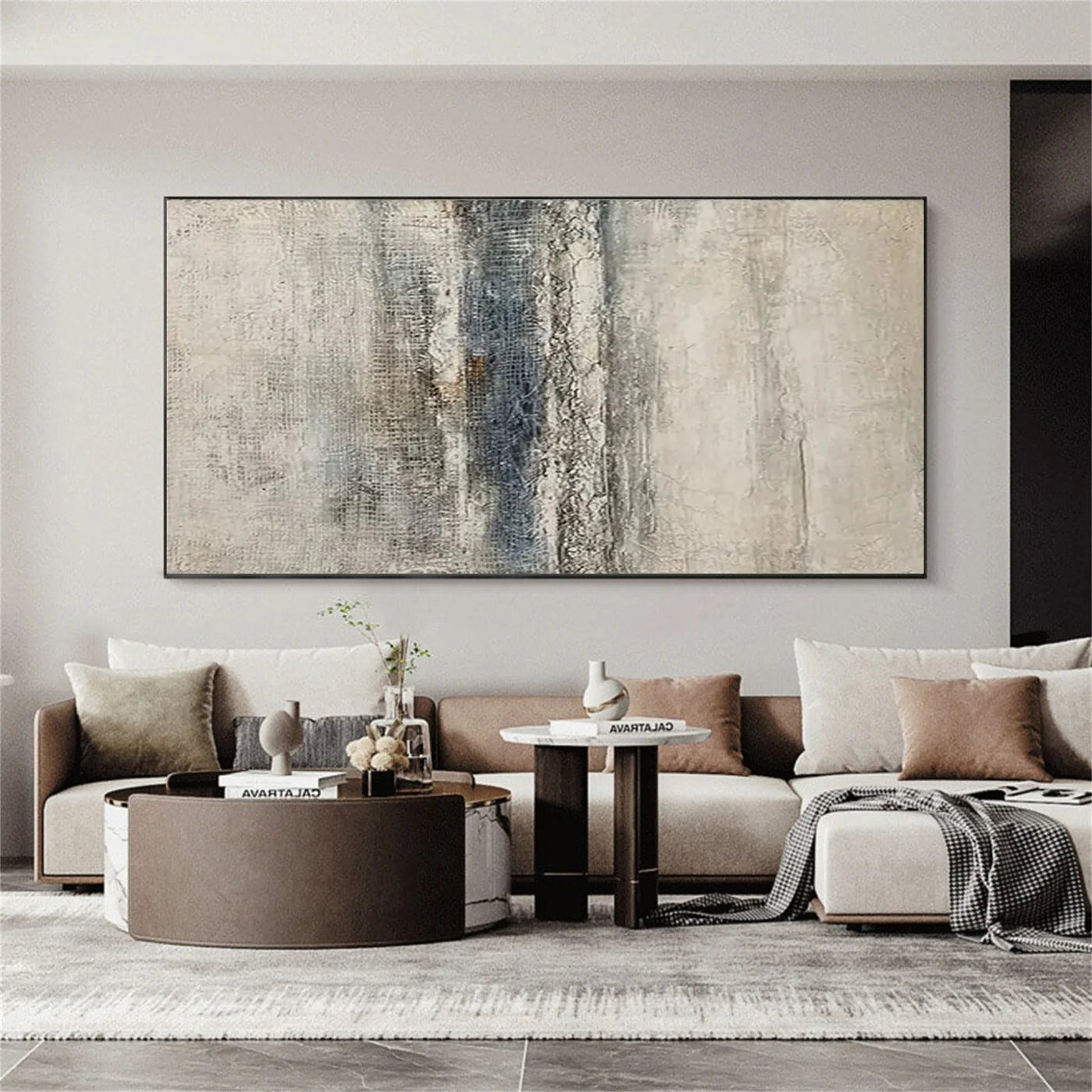 Wabi-Sabi Beige Gray Tone Abstract Oil Painting #WA108