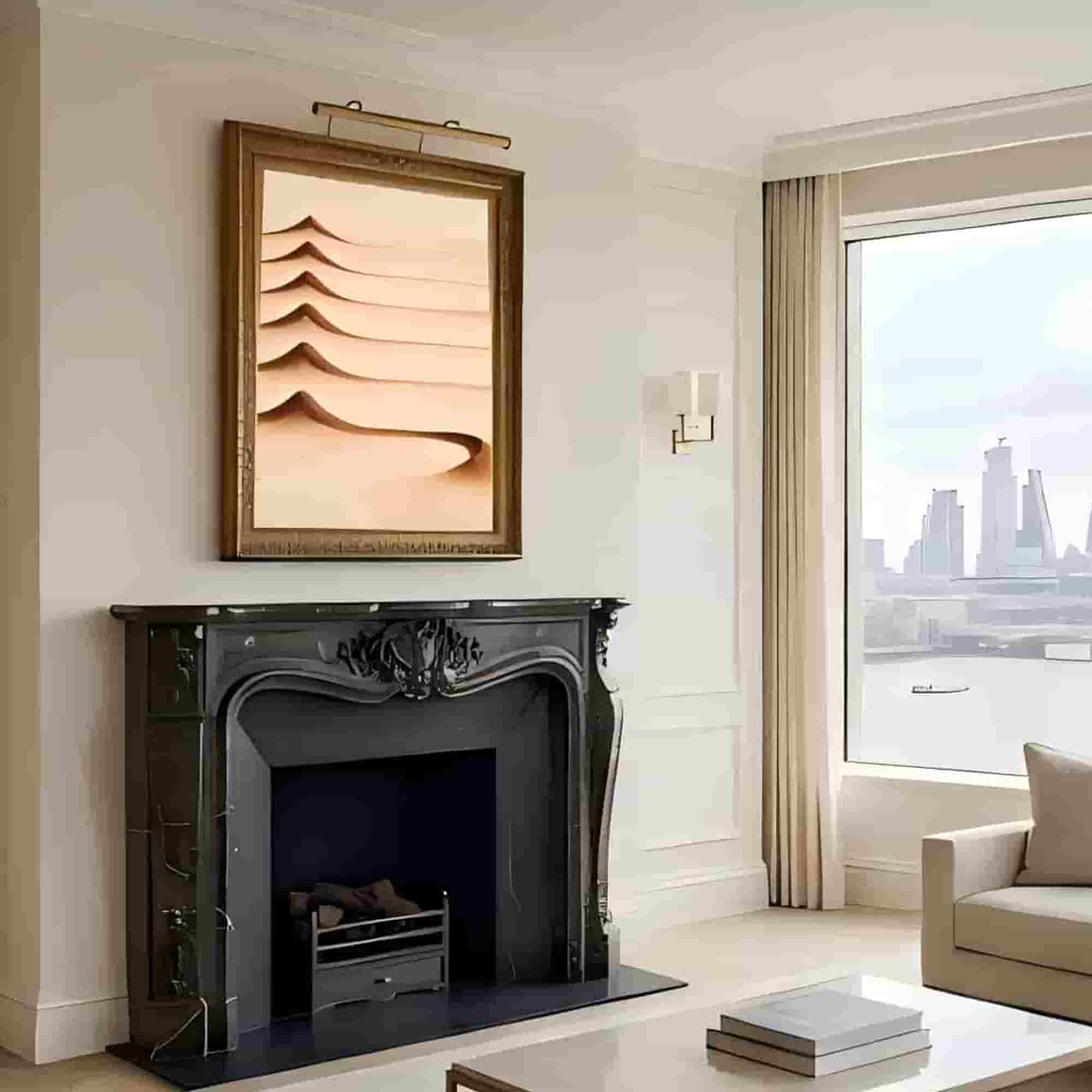 Desert Dune Textured Wall Art for Living Room, Warm Sand Beige Wabi Sabi Minimalist Landscape Painting