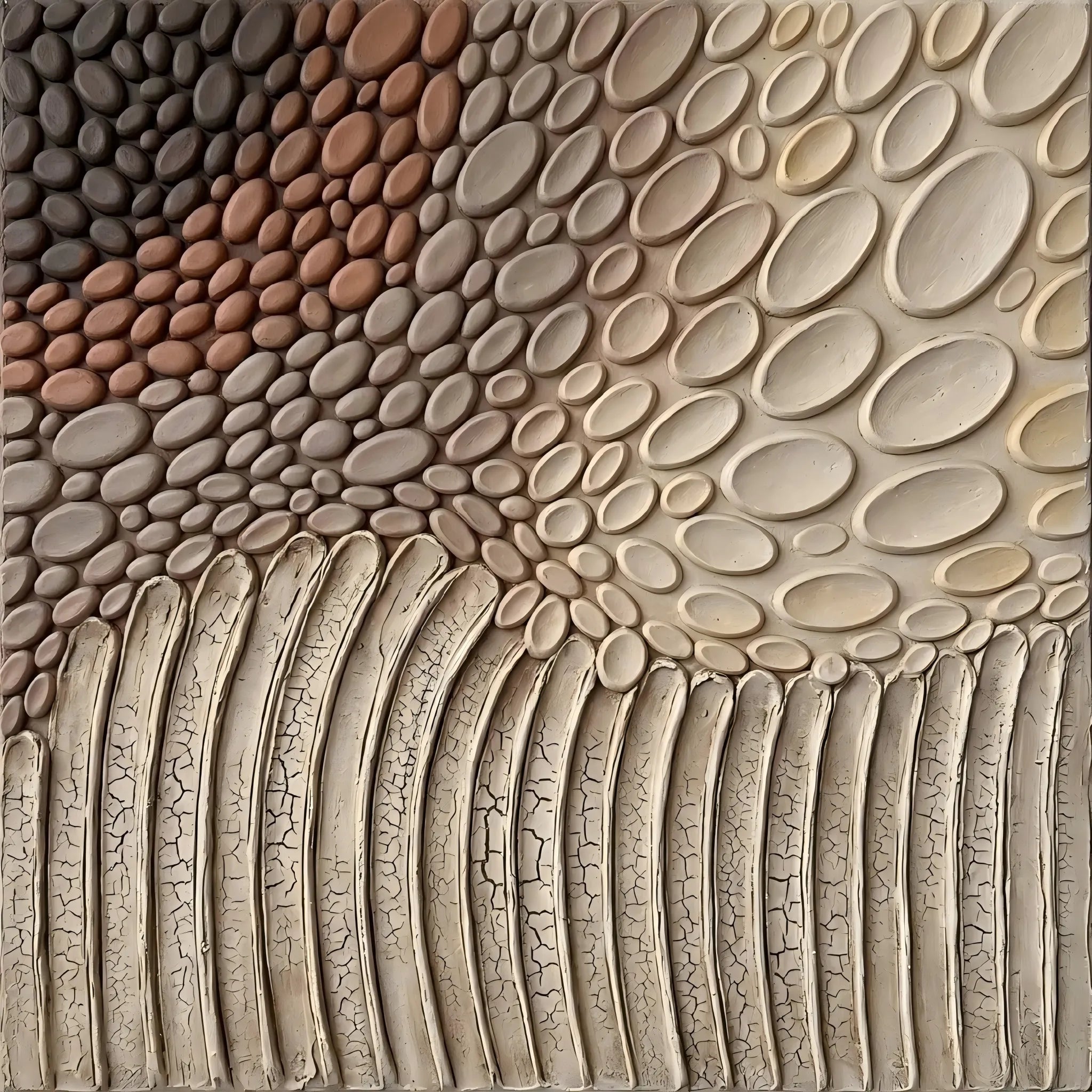 Natural Pebble Textured Wall Art for Living Room, Earth Brown Beige Wabi Sabi Abstract Painting
