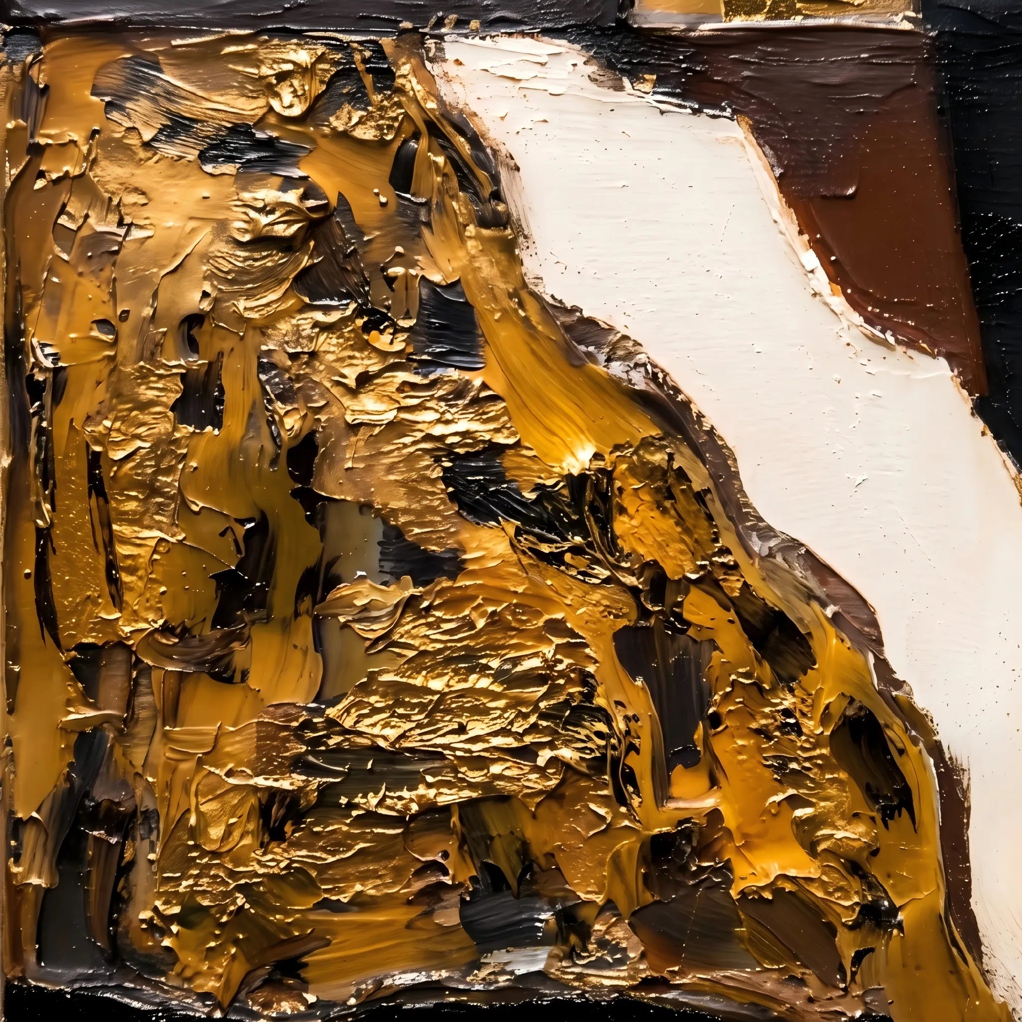 Earthy Textured Wall Art for Living Room, Brown Black Wabi Sabi Abstract Geometric Painting #XDXVLLSJ