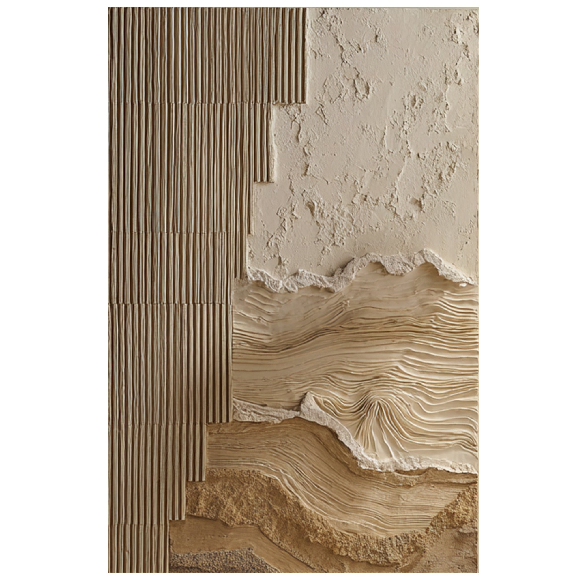 Neutral Textured Wall Art for Living Room, Beige Wabi Sabi Abstract Painting