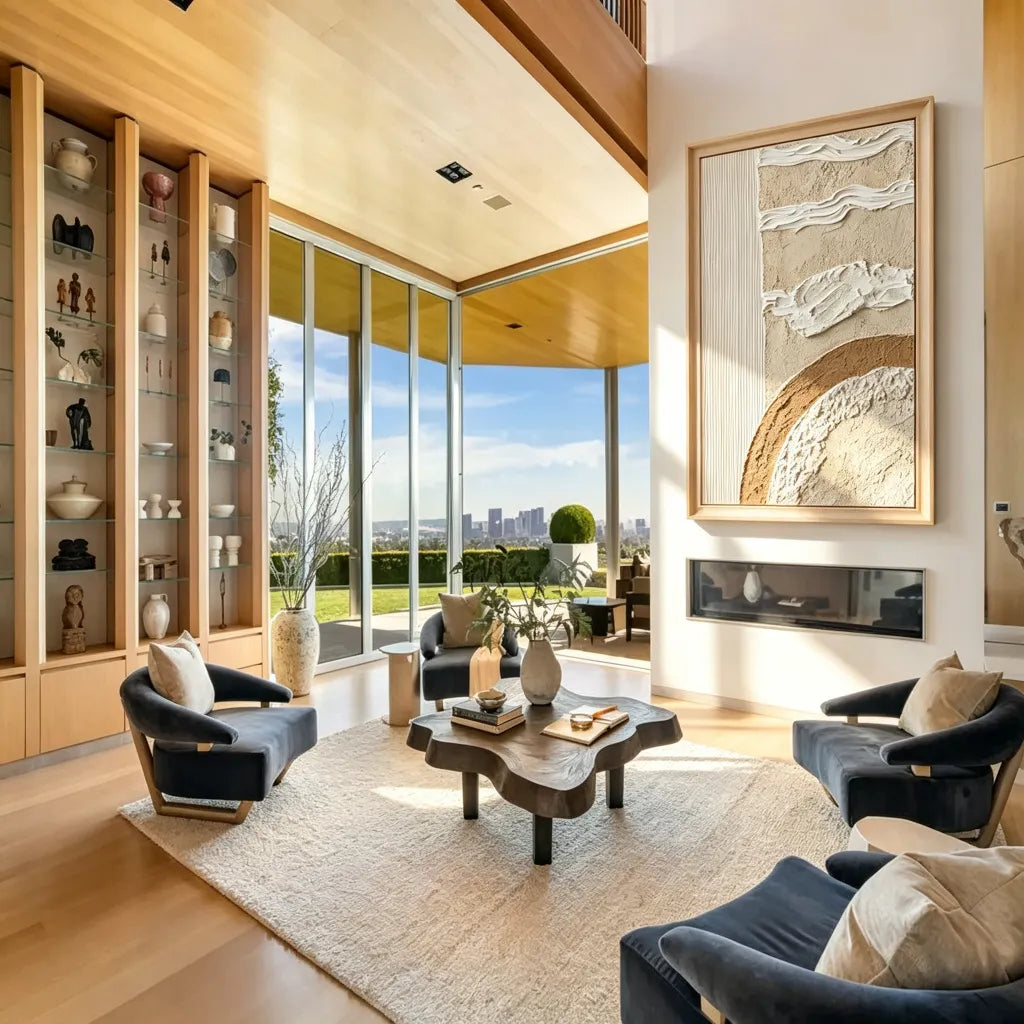 Neutral Textured Abstract Wall Art in Cream and Beige for Modern Living Rooms