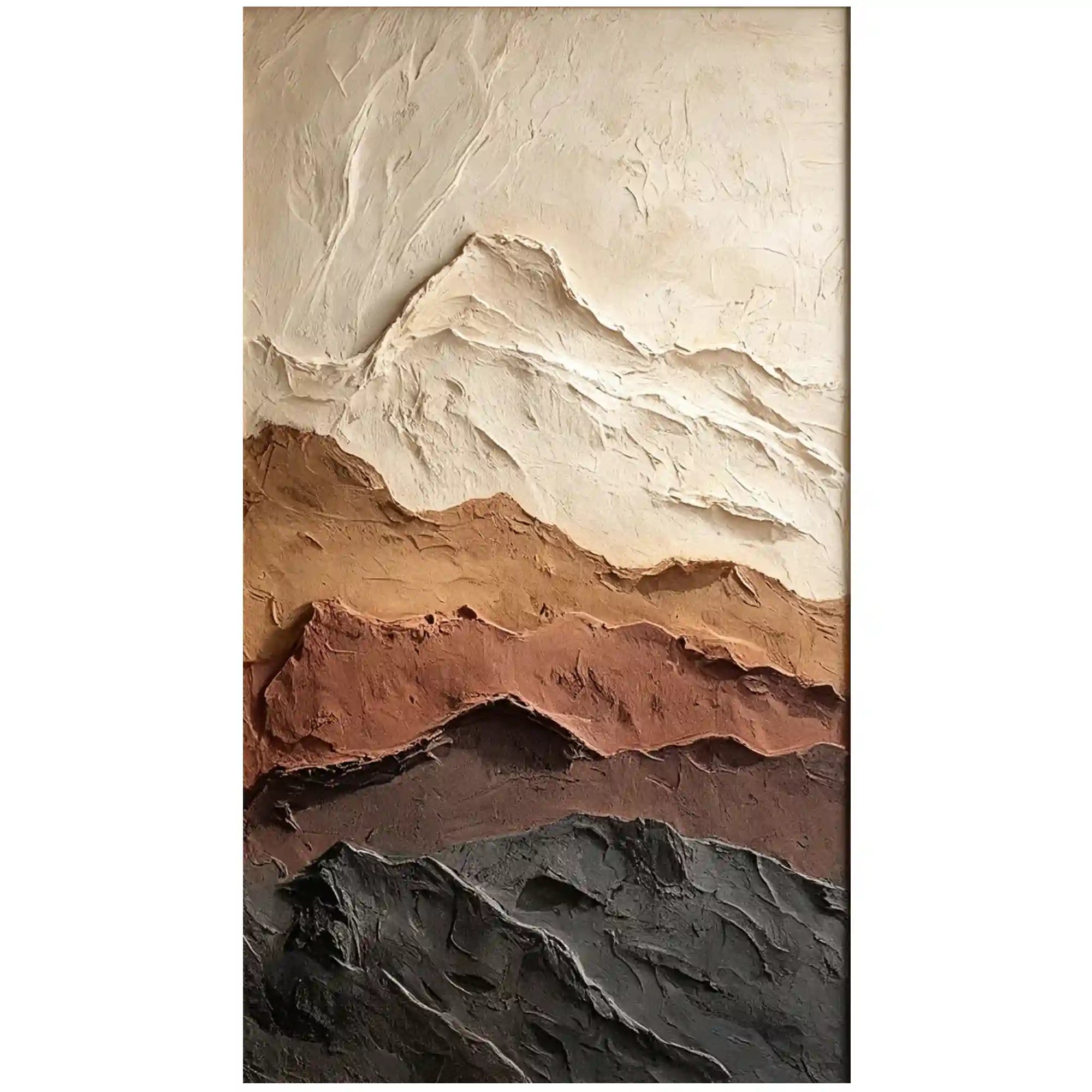 Layered Mountain Textured Wall Art in Earth Tones for Living Room
