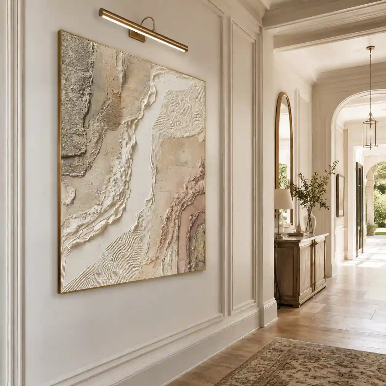 Soft Neutral Textured Abstract Wall Art in Beige and Blush for Bedroom