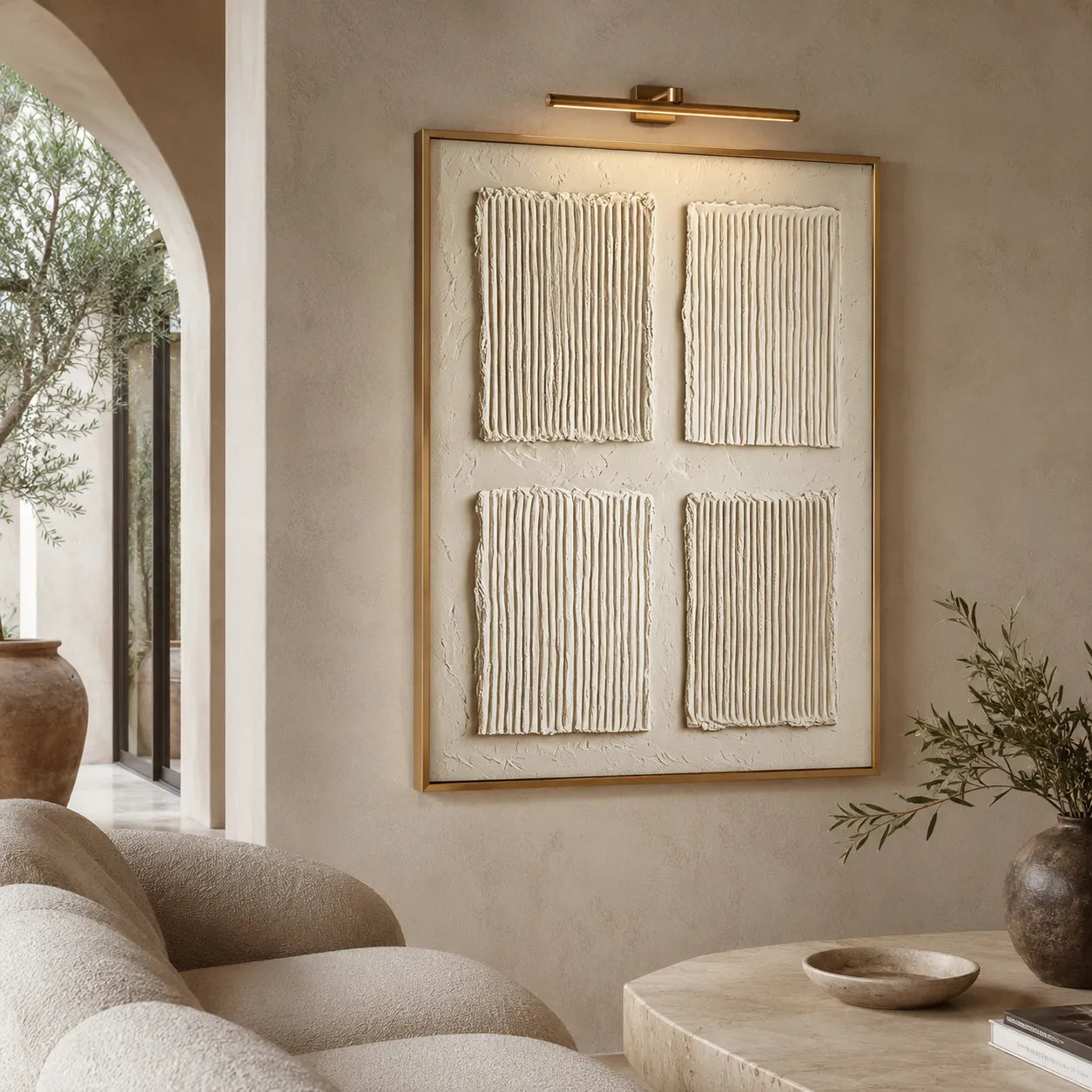 Square 3D Textured Grid Wall Art, Neutral Cream Beige Abstract for Living Room #AAPCEVVI