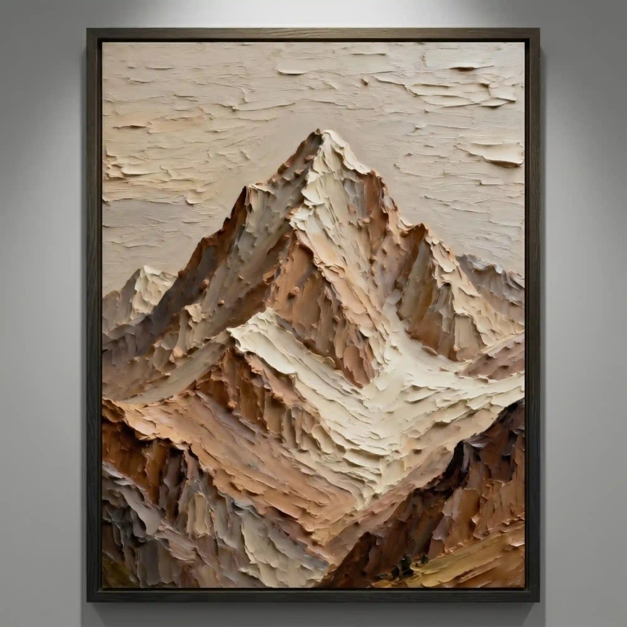 3D Textured Mountain Wall Art, Neutral Cream Beige Landscape for Living Room #XJBCTVX7