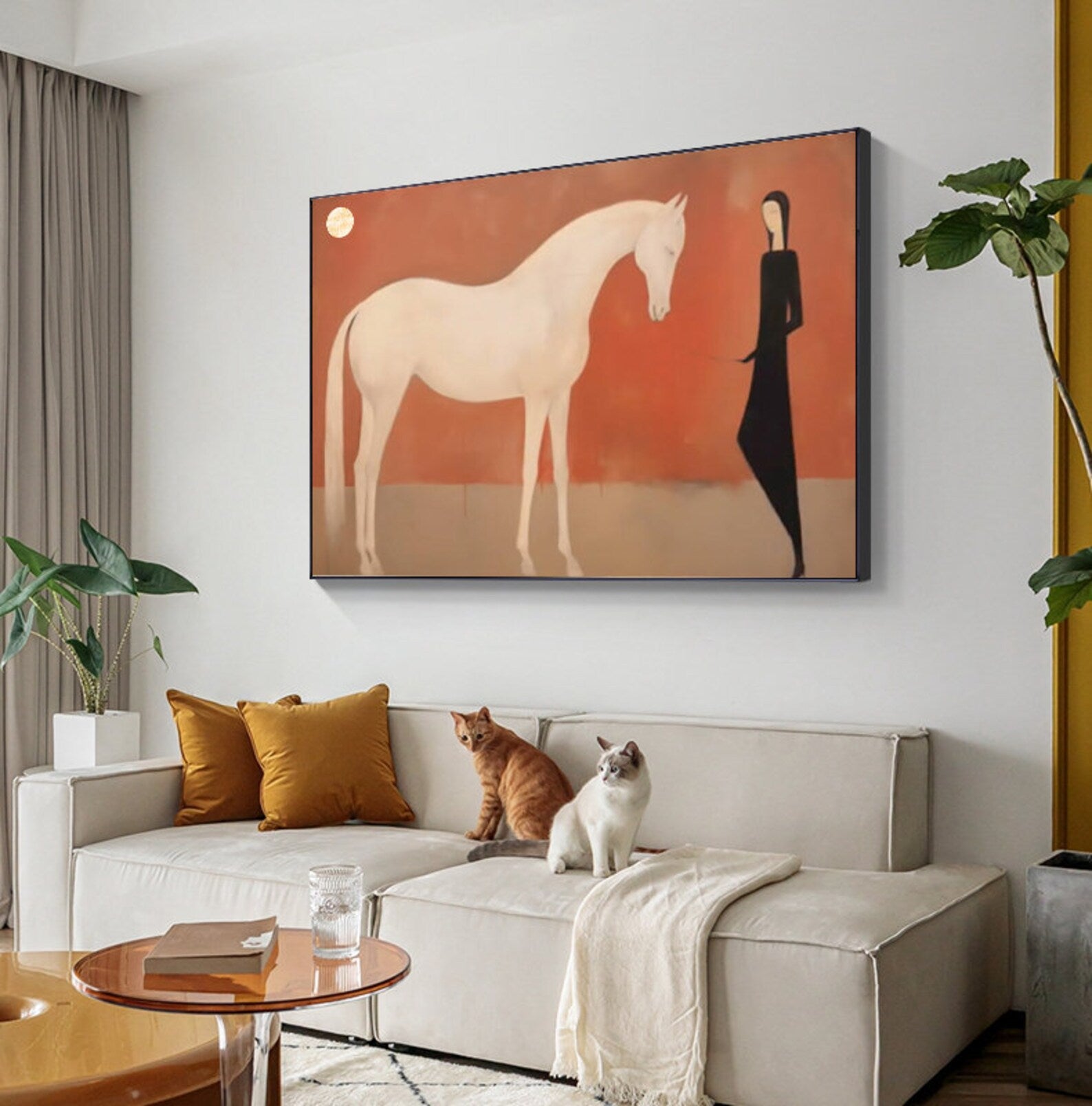 Elegant White Horse Figure Abstract Art #AM191
