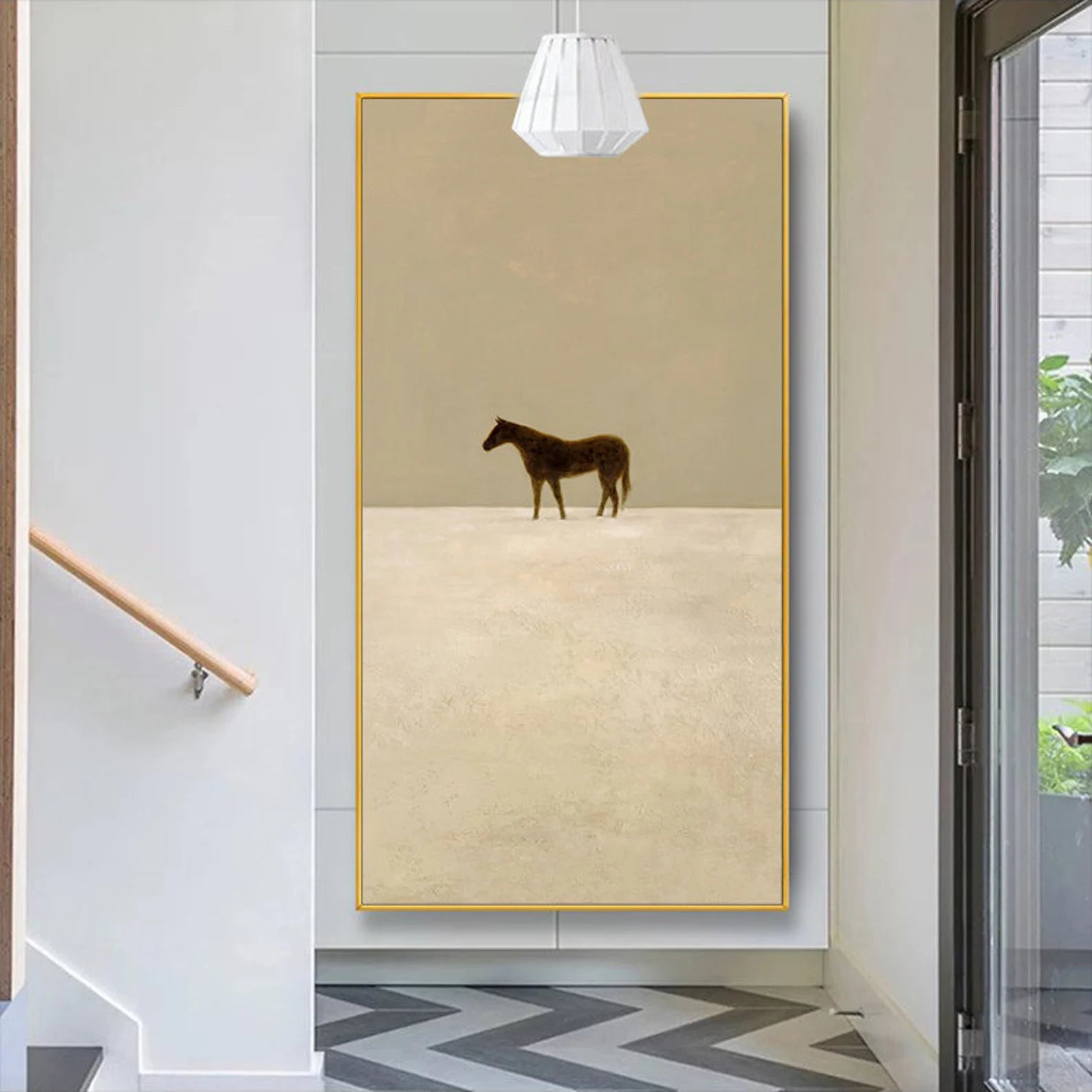 Animal Art Beige Horse Silhouette Wall Decor#AM221