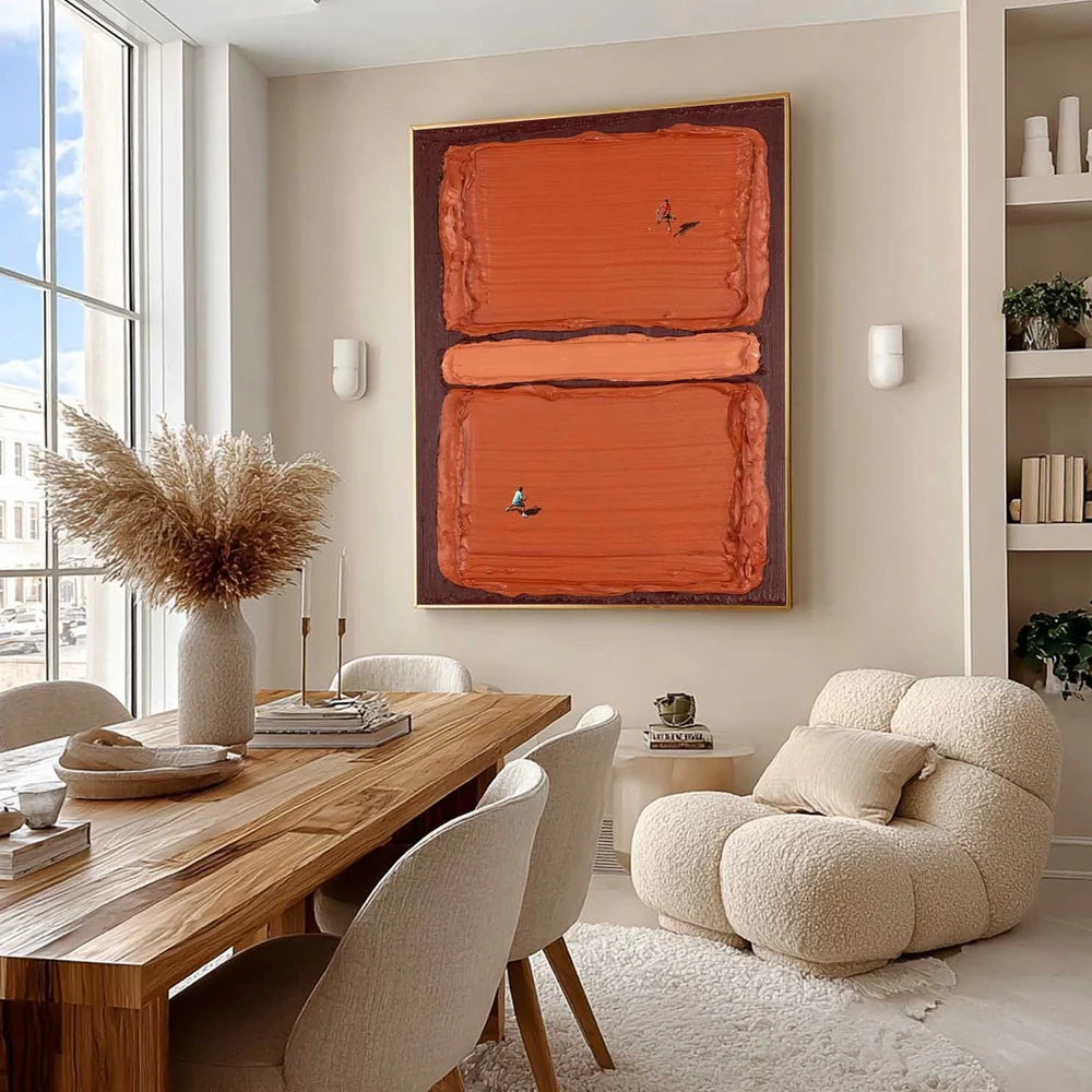 Matisse Style Orange & Brown Abstract Art #AS862