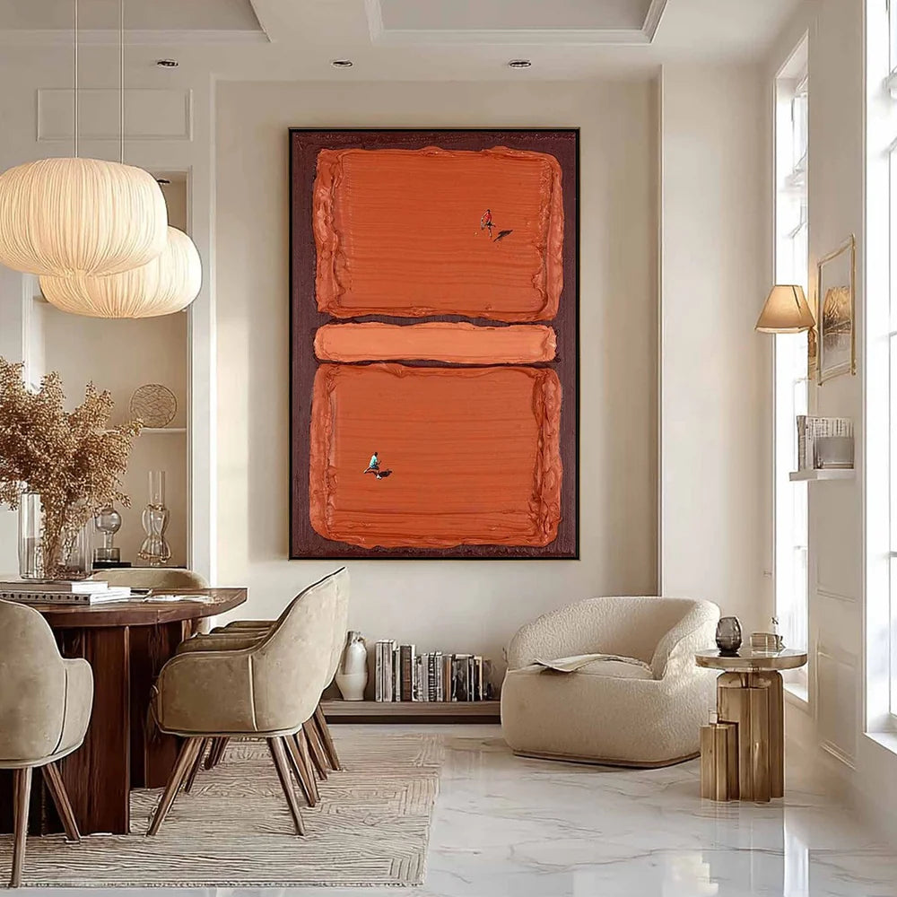 Matisse Style Orange & Brown Abstract Art #AS862