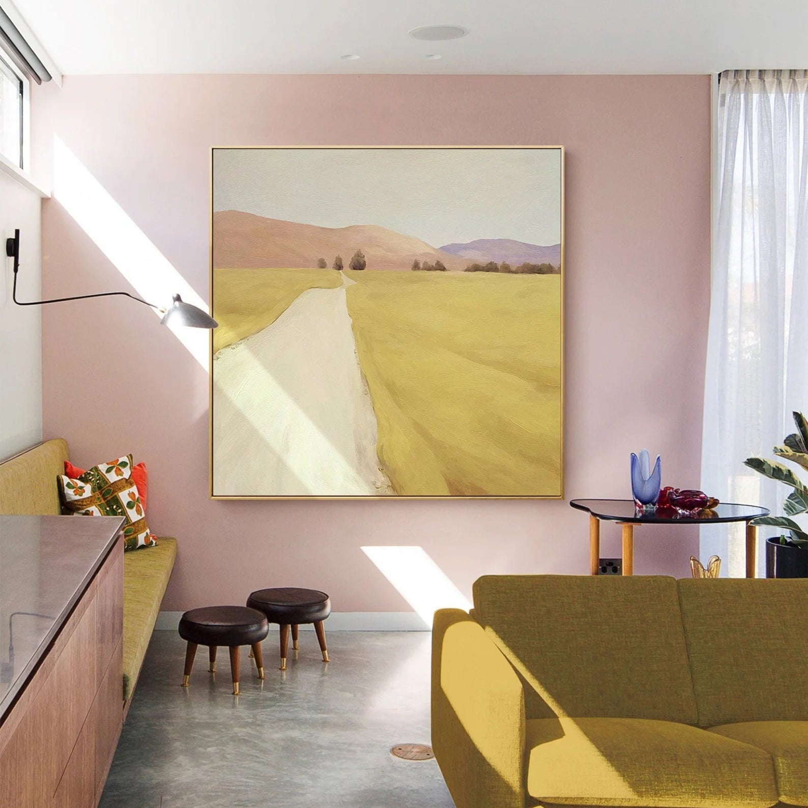 Minimalist Soft Yellow Landscape Canvas#JM163