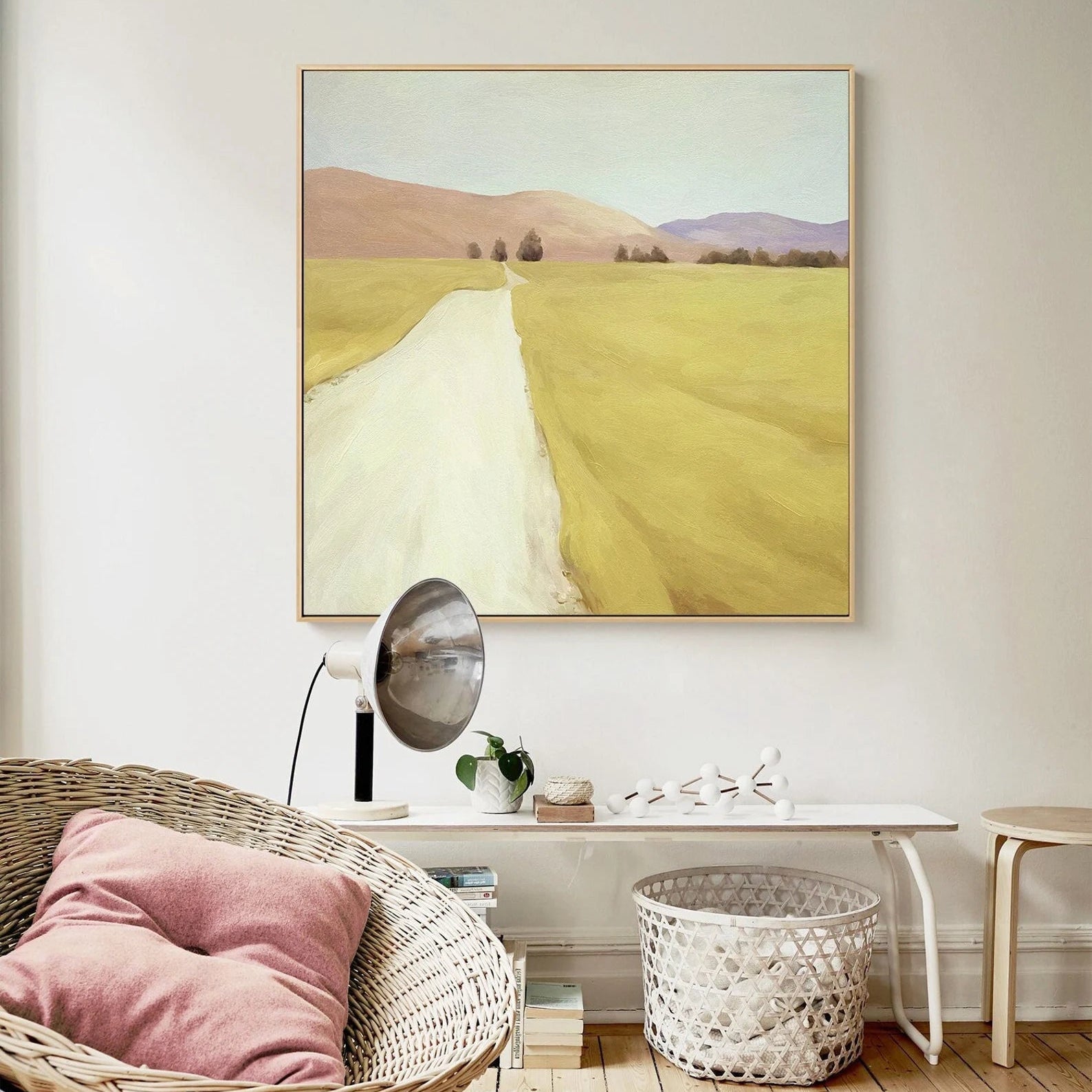 Minimalist Soft Yellow Landscape Canvas#JM163