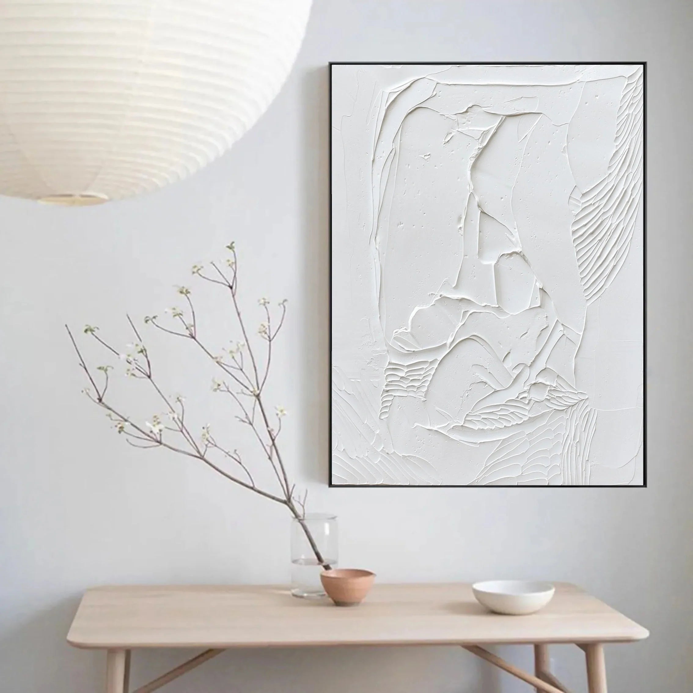 3D Textured Plaster Minimalist Canvas Wall Art, Large Painting