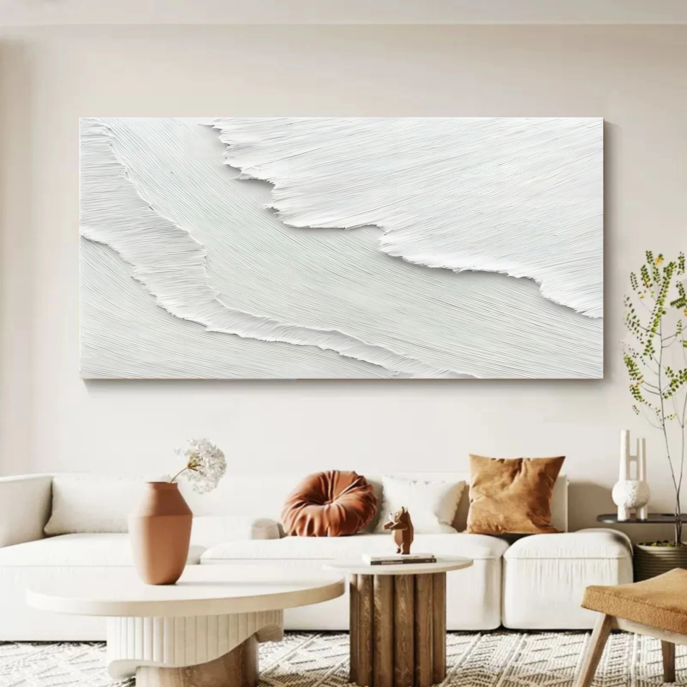Minimalist White Beach Oil Painting #SK51