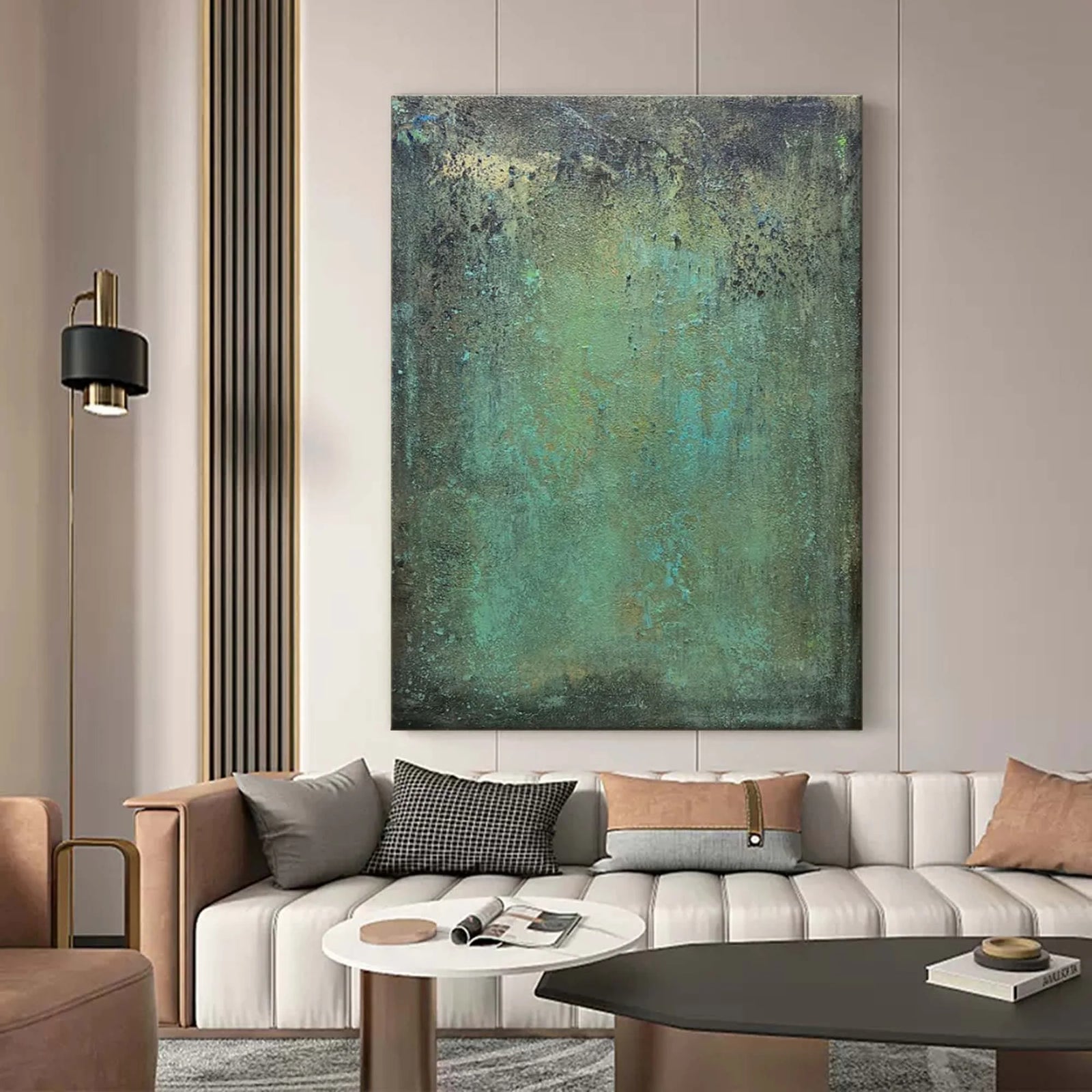 Abstract Green Textured Wall Art, Hand-Painted Oil Painting #MD146