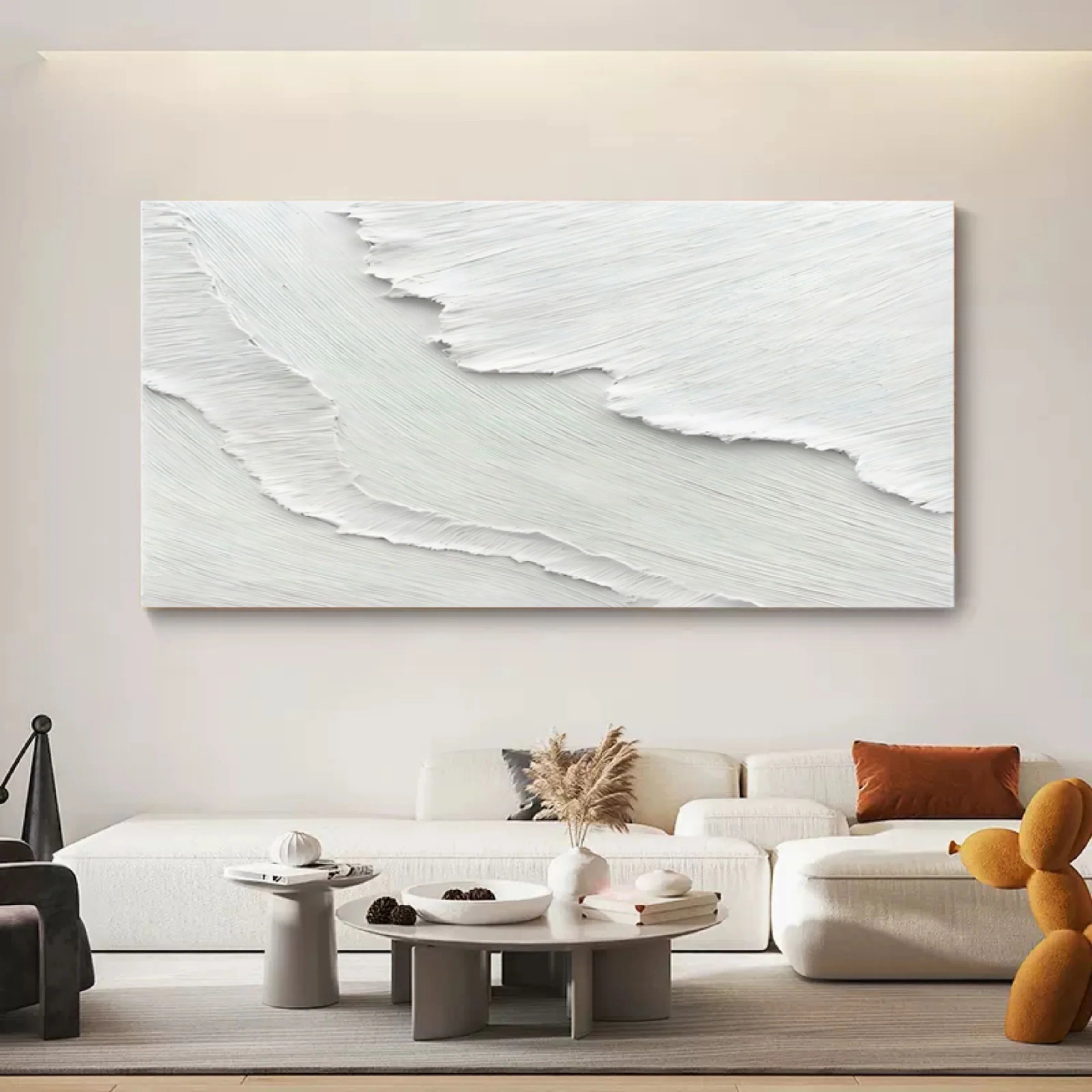 Minimalist White Beach Oil Painting #SK51