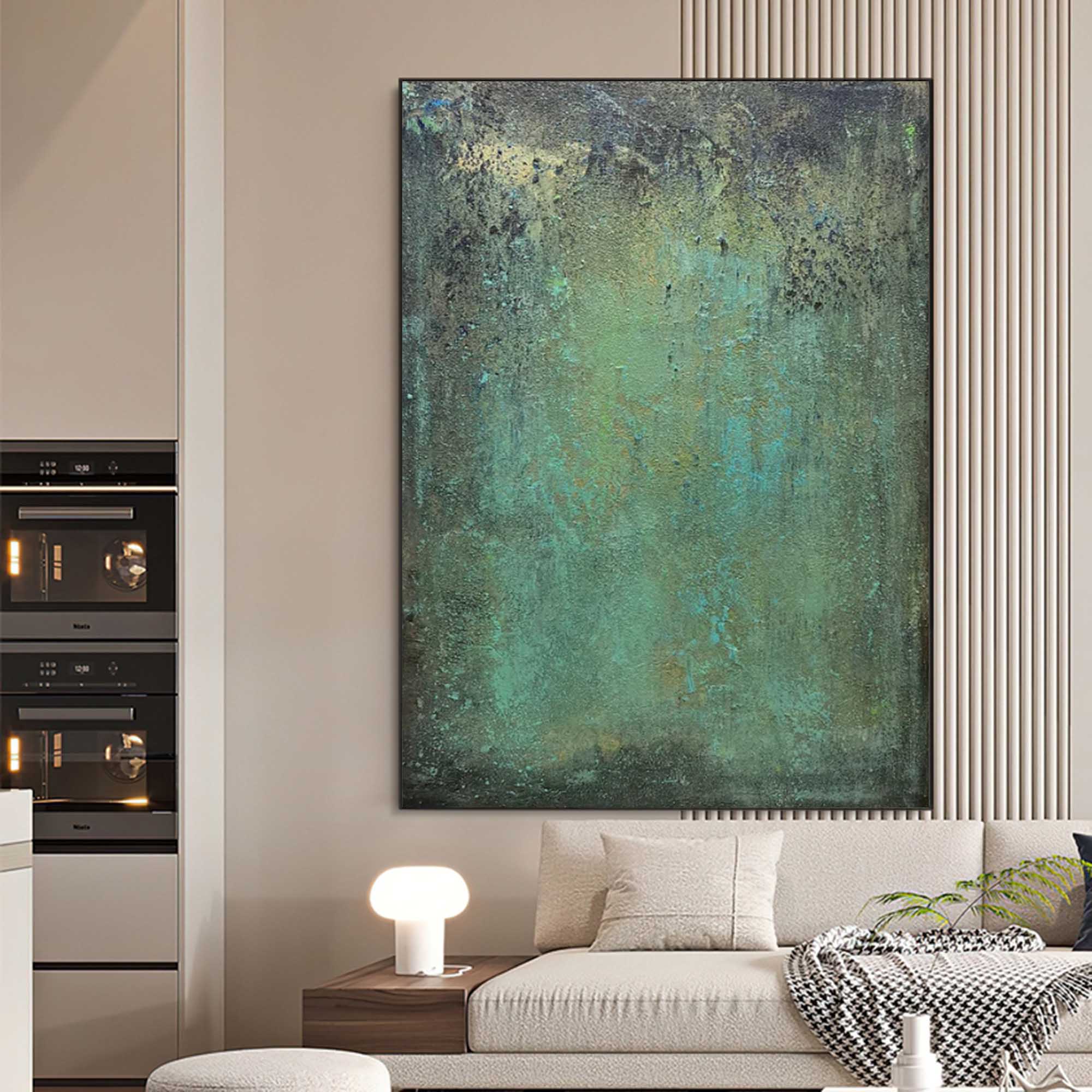 Abstract Green Textured Wall Art, Hand-Painted Oil Painting #MD146