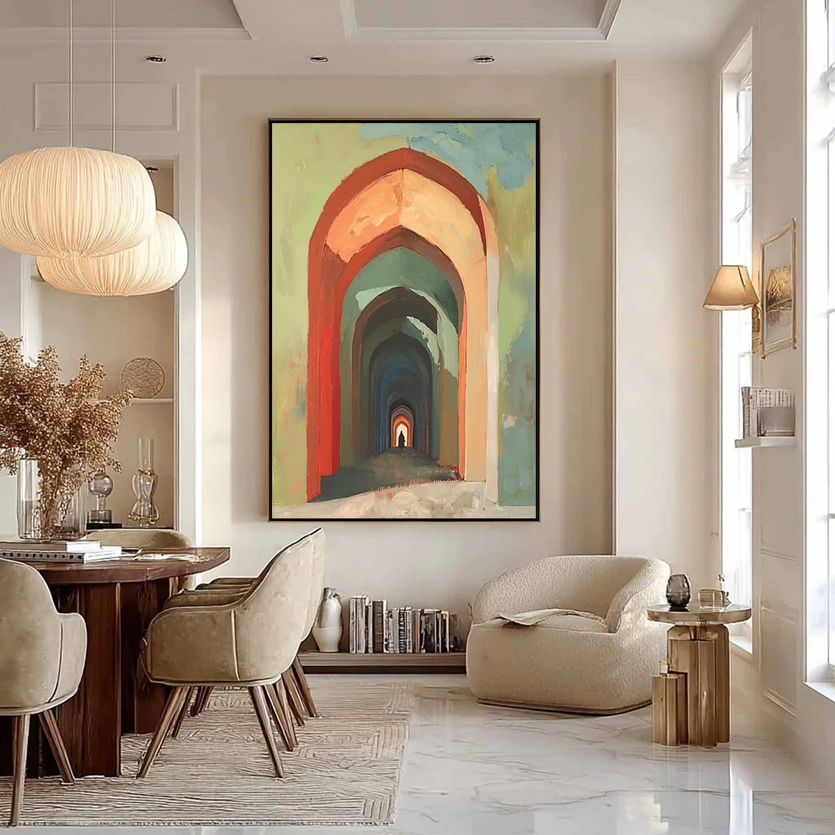 Hand-painted Abstract Arched Corridor Oil Painting #WA541