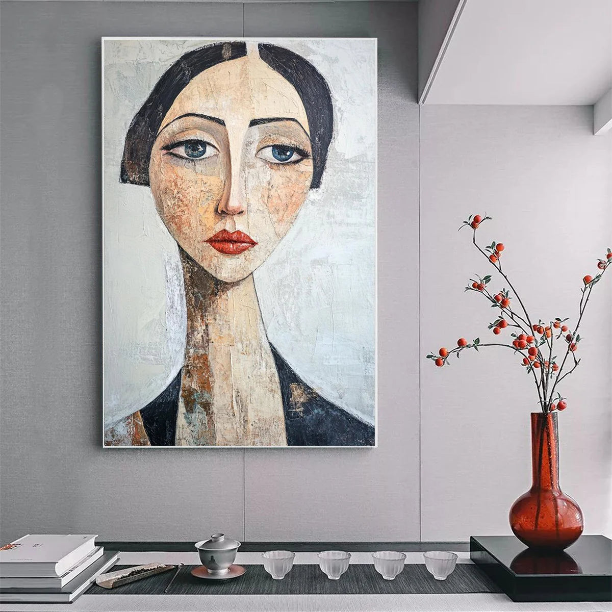 Abstract Woman Portrait Oil Painting, Hand-Painted #AB825