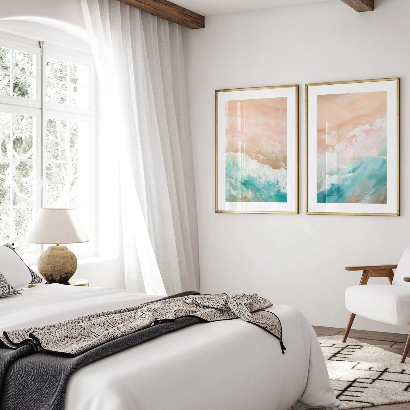 Textured Pastel Ocean Wave Canvas Arta #SK151