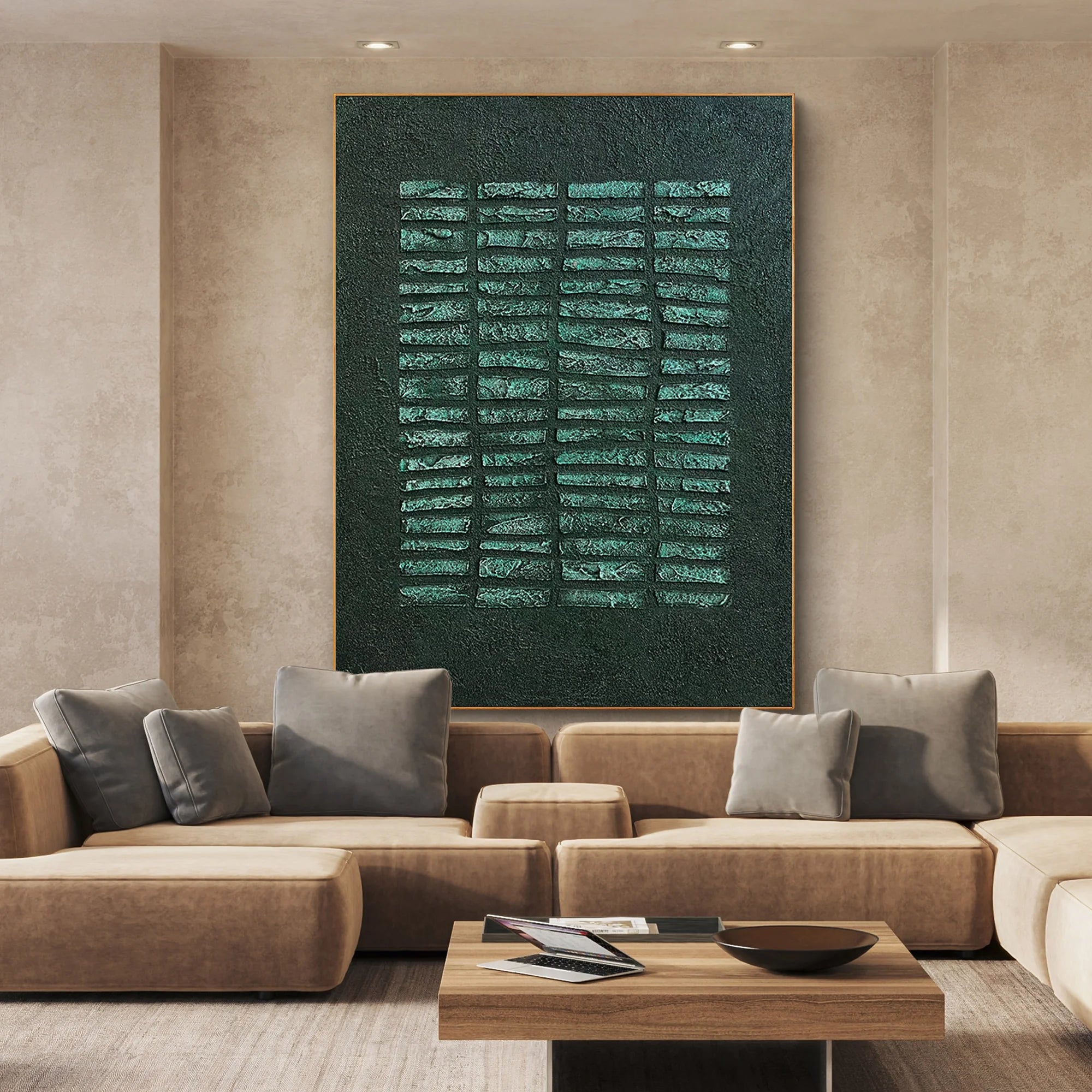 Deep Green 3D Textured Abstract Wall Art #MD145