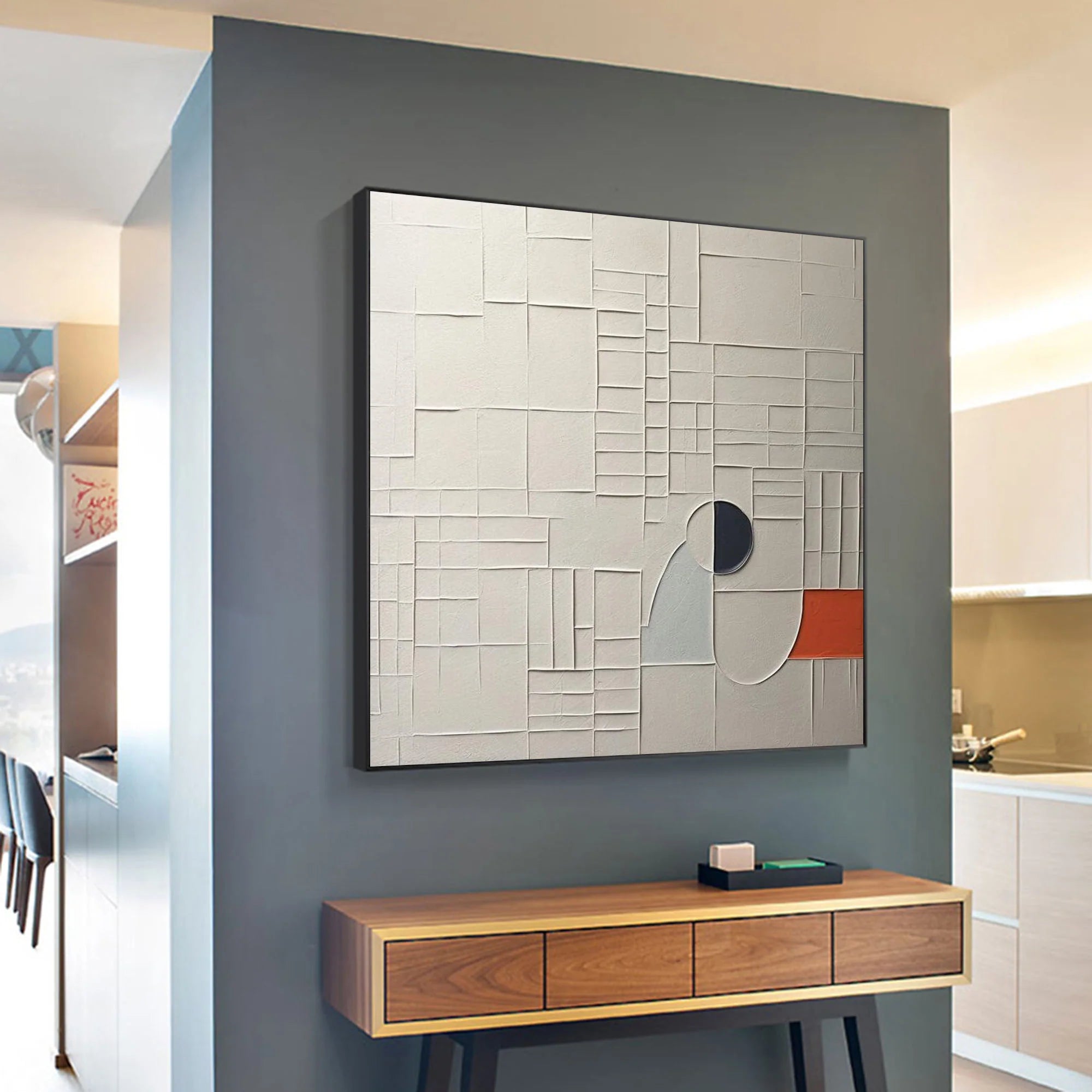 Modern Abstract Geometric Textured Oil Painting #JM89