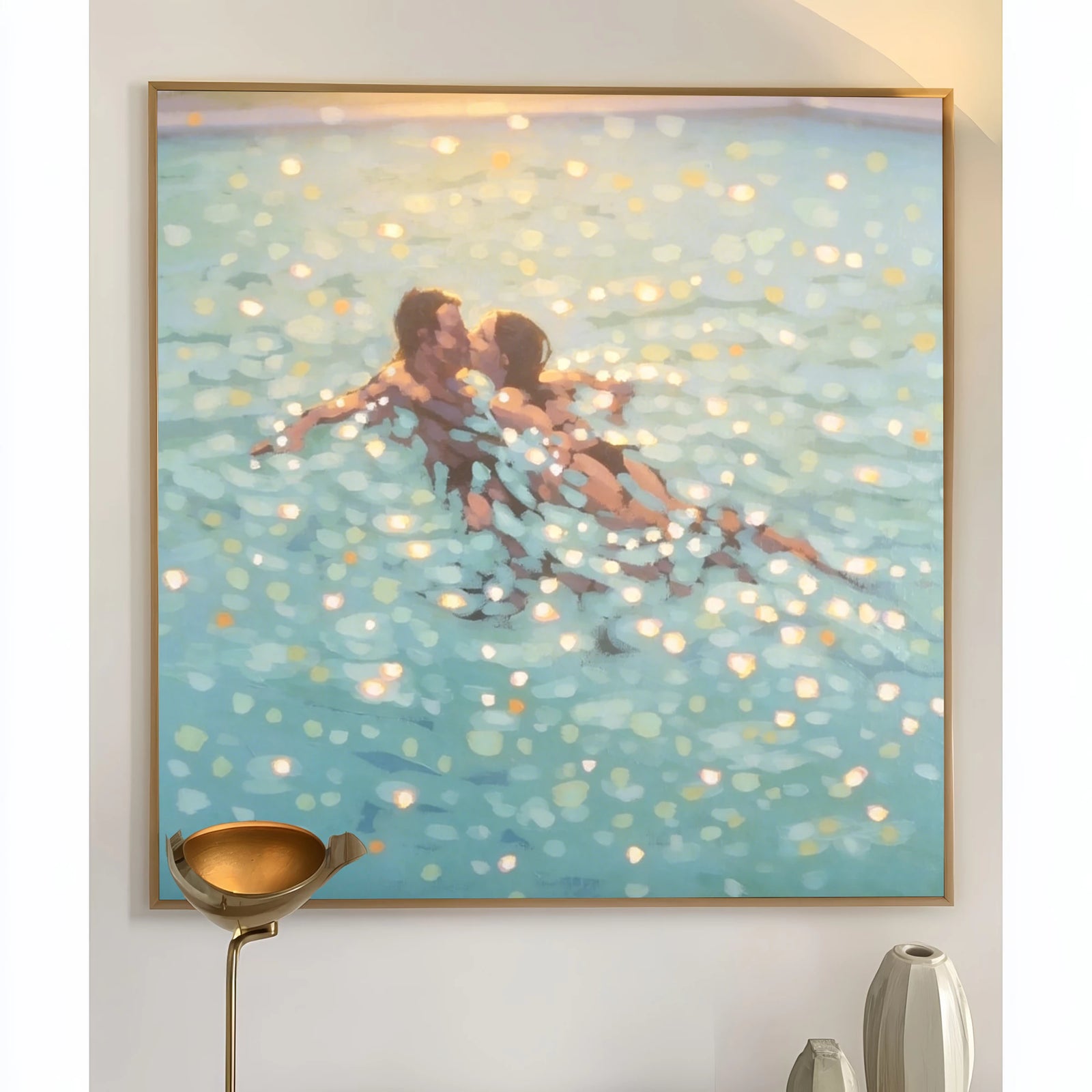 Couple in Swimming Pool Oil Painting #AB331