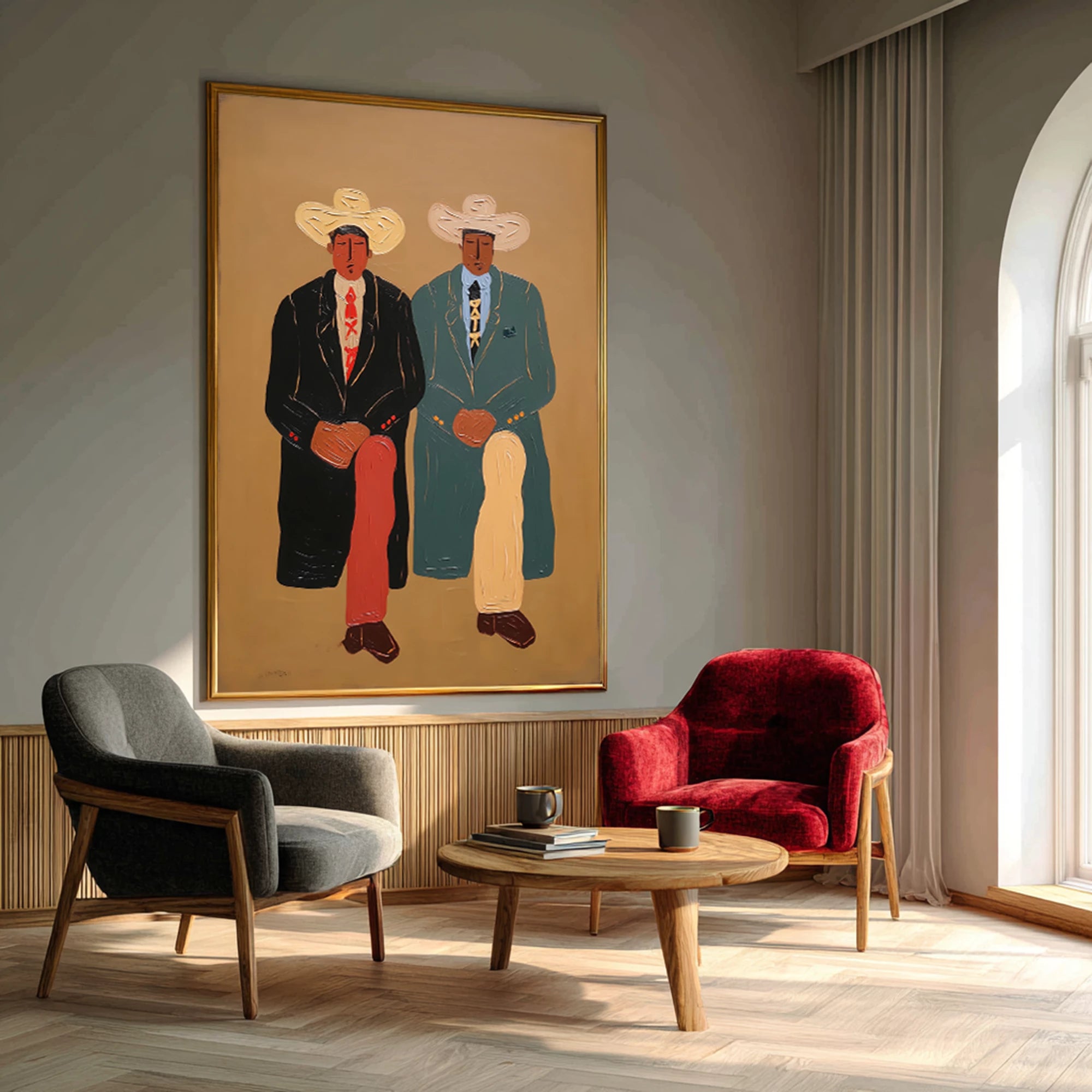 Vintage Western Cowboy Sitting Canvas Art #AB549