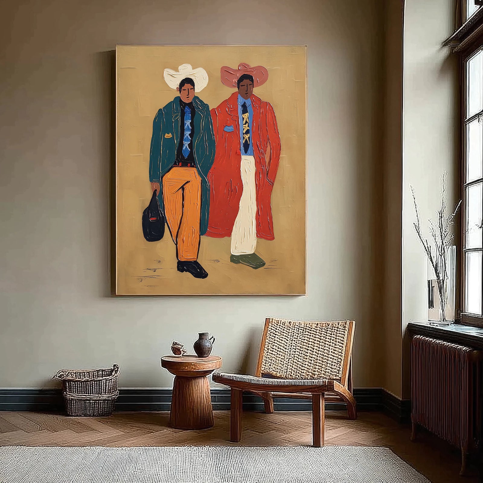 Vintage Cowboy Style Colorful Canvas Art #AB548