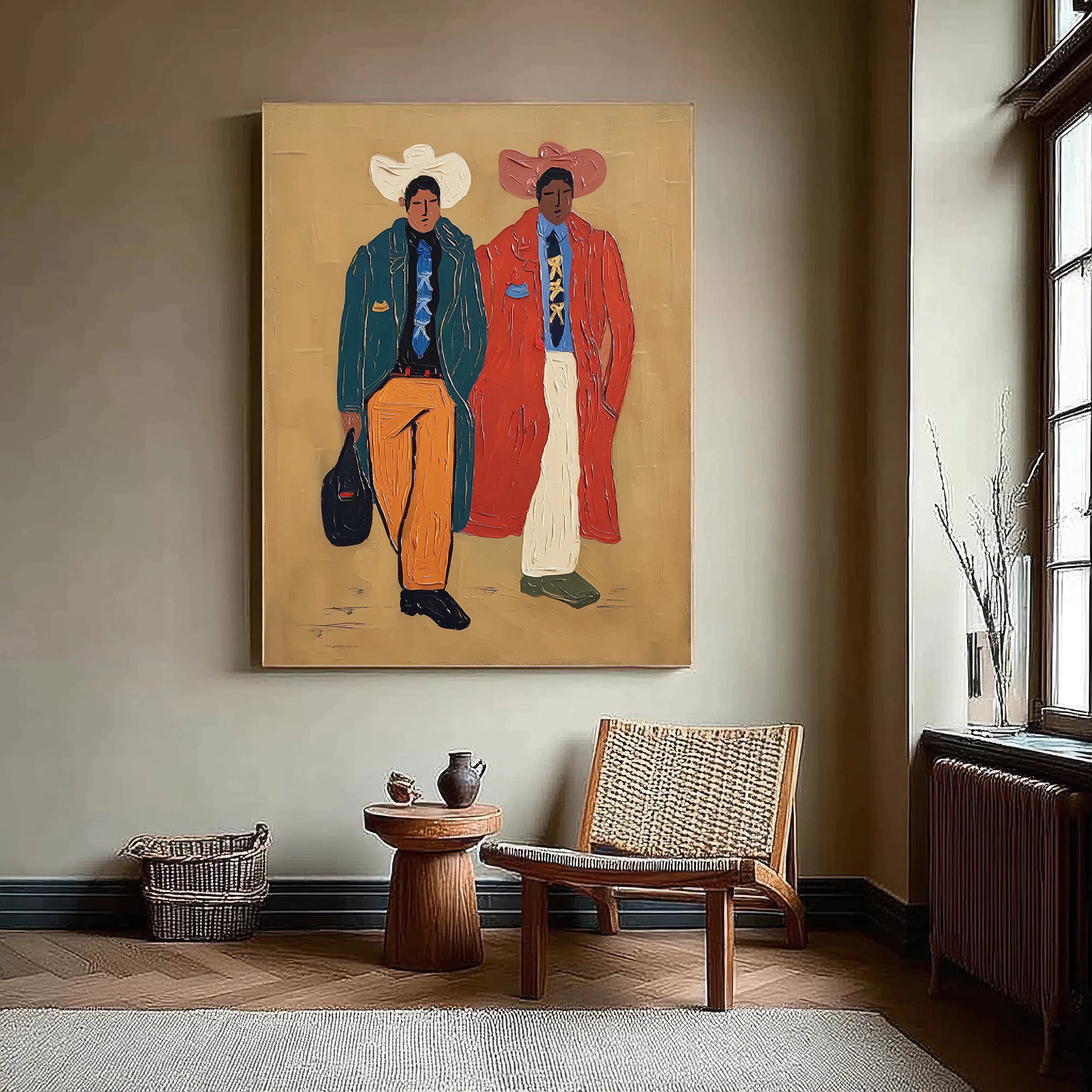 Vintage Cowboy Style Colorful Canvas Art #AB548