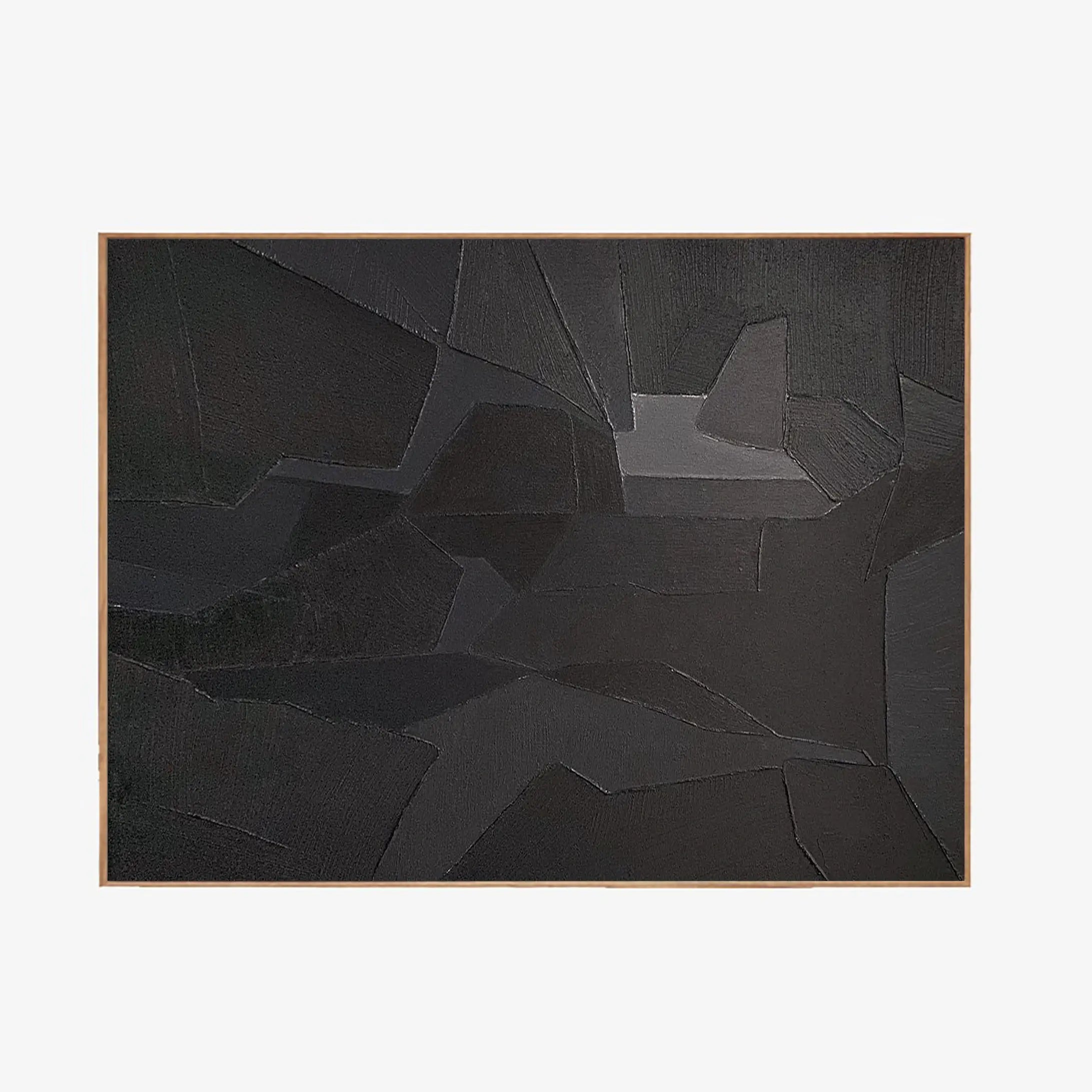 Black Geometric Minimalist Painting On Canvas Handcrafted Abstract Wall Art