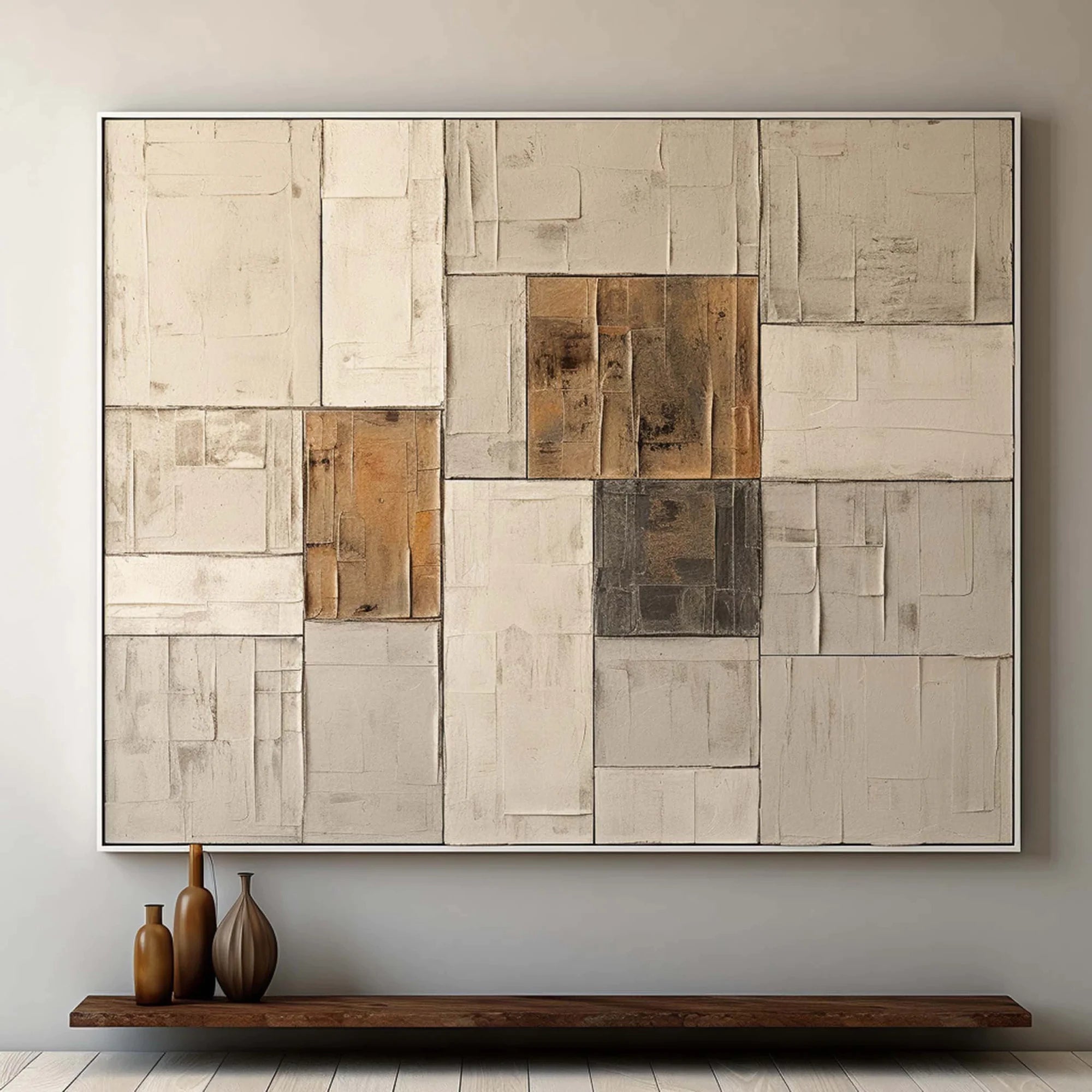 Neutral Tones Abstract Geometric Oil Painting #WA105