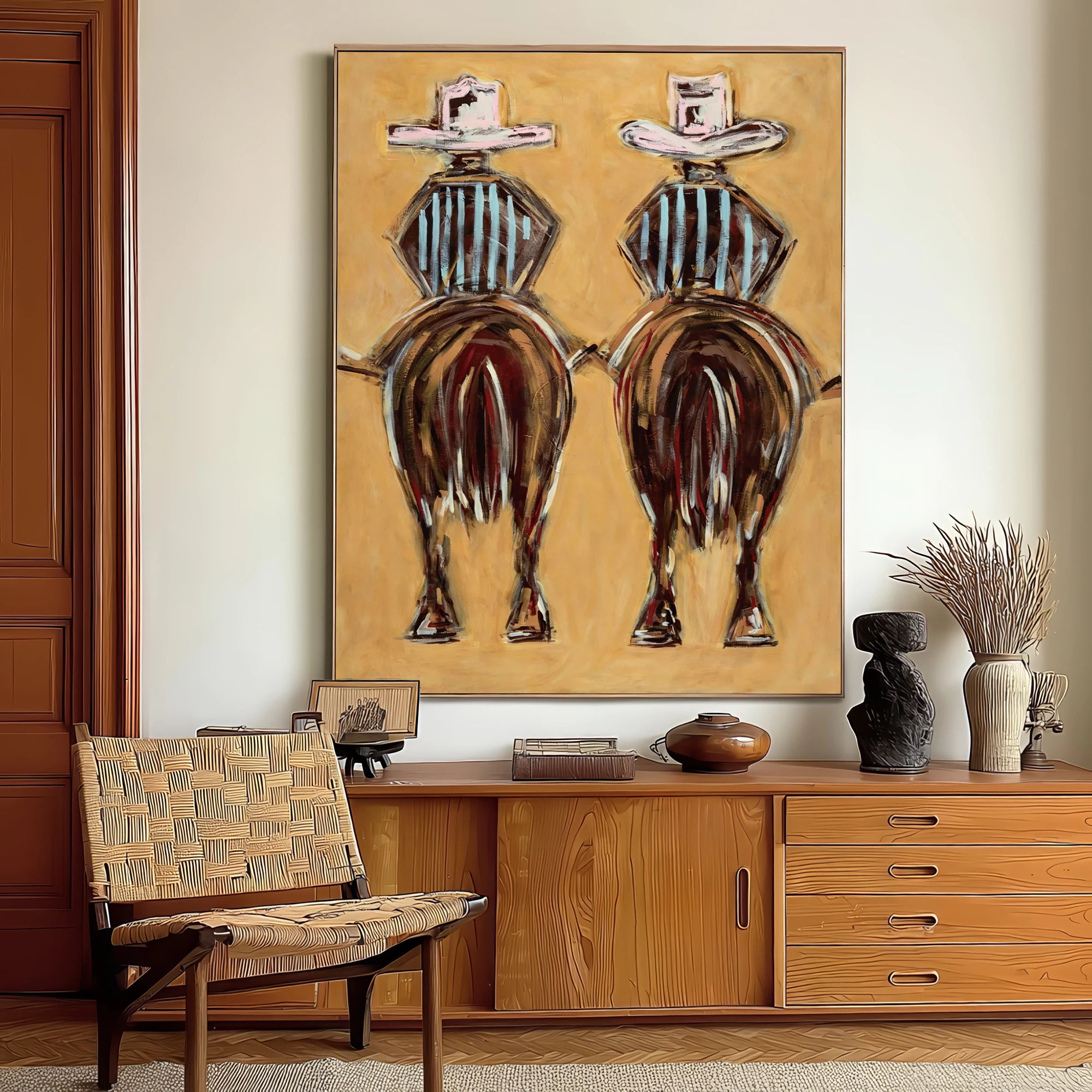 Western Dual Riders Back View Oil Painting #AB316